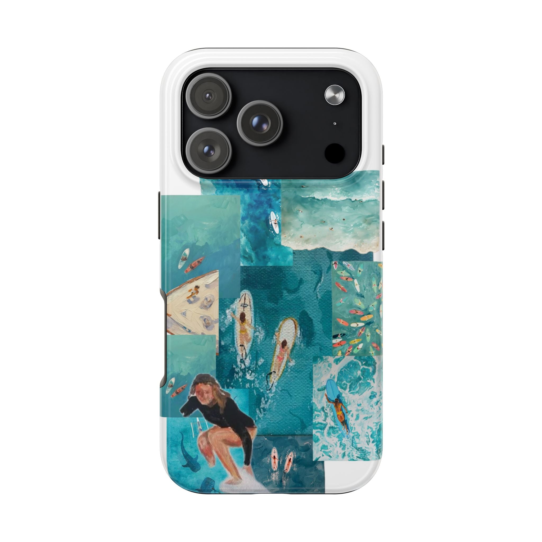 Surf Collage Tough Phone Case — Ocean Waves & Surfer Protective Phone Cover