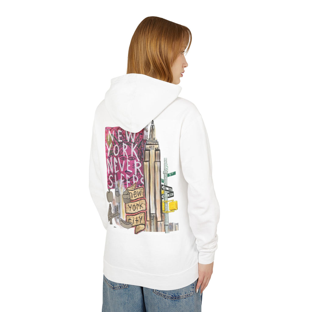 New York Never Sleeps Hoodie – Cityscape Graphic Hooded Sweatshirt