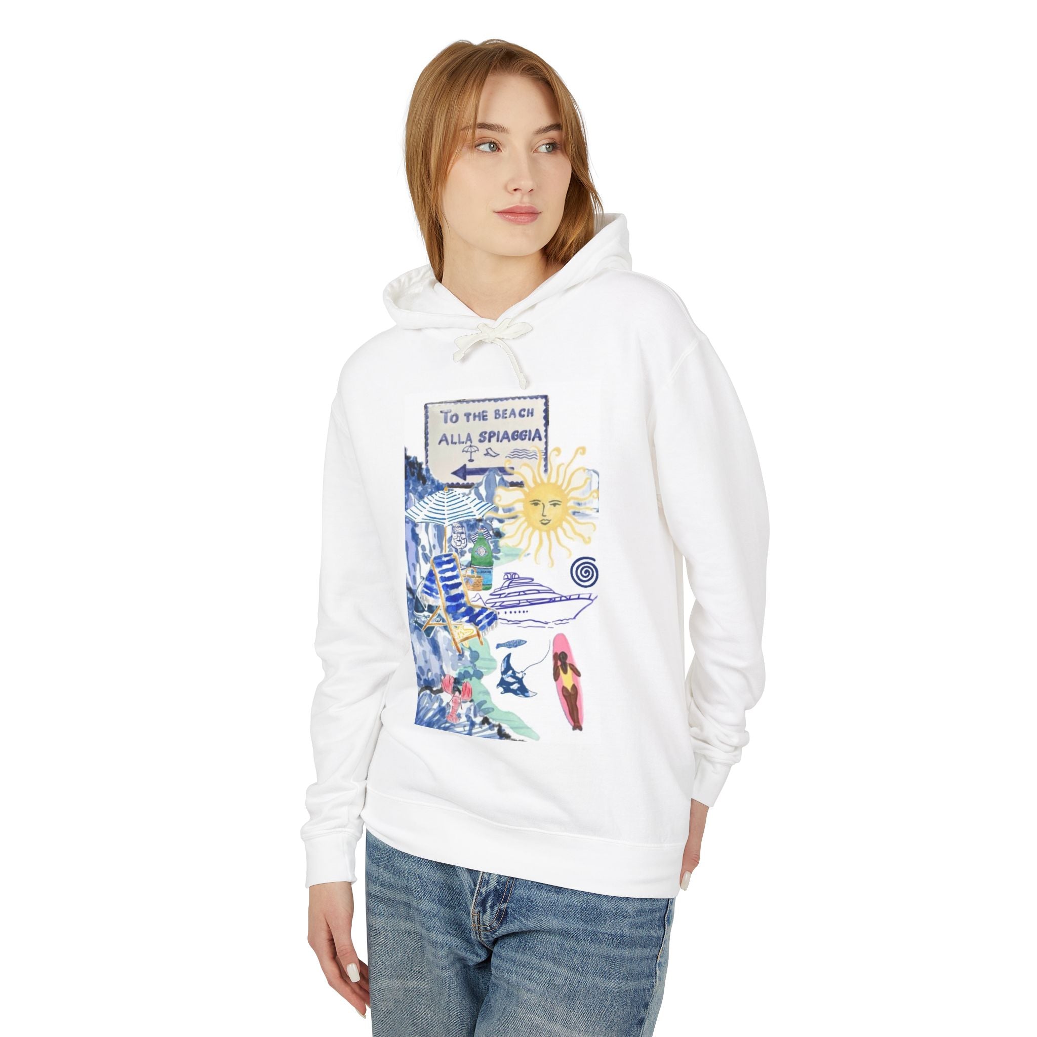 Beach Vibes Hoodie — "To The Beach / Alla Spiaggia" Sun & Seaside Design
