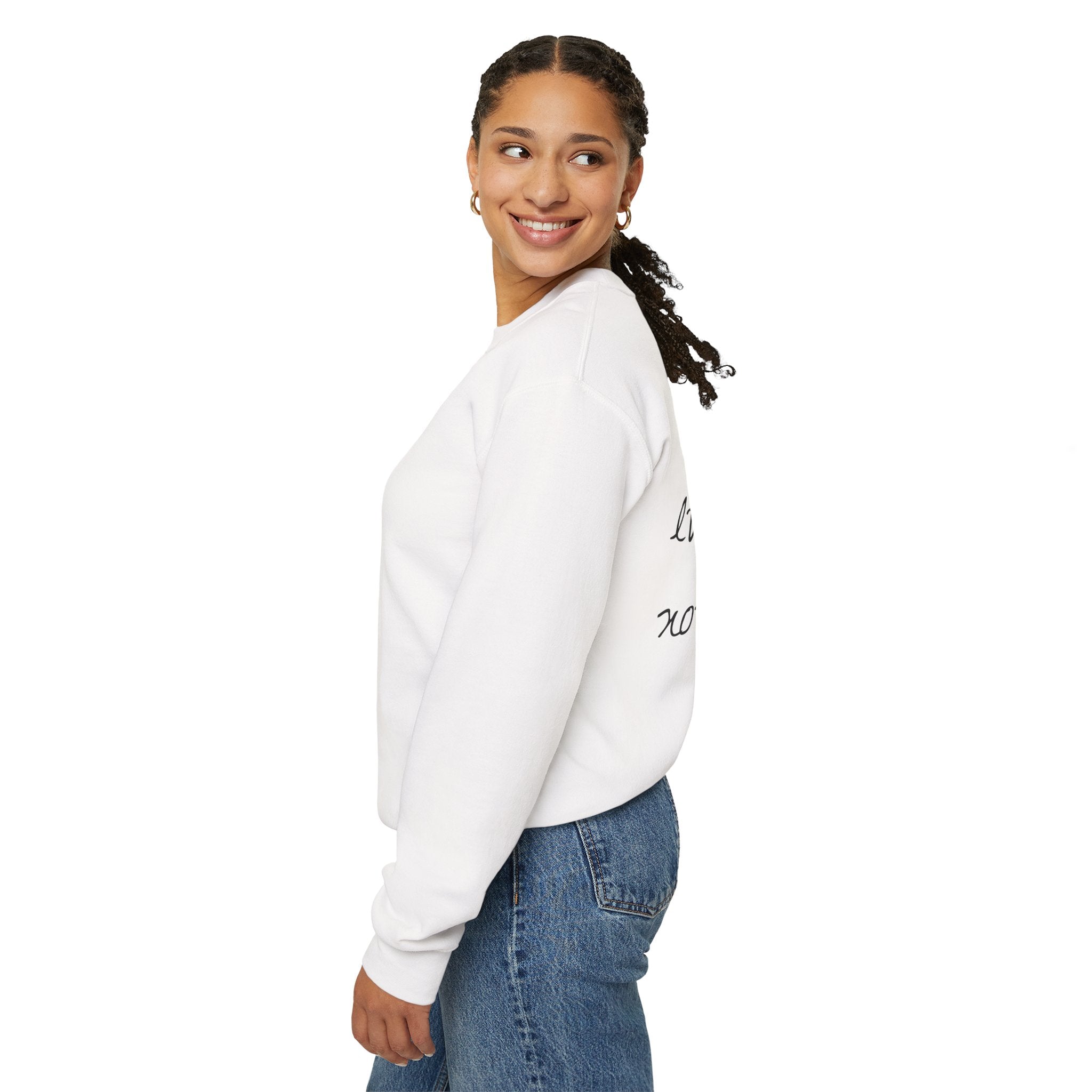 Lucky Me Crewneck Sweatshirt — Feminine Collage Graphic with 'Lucky Me, XOXO' Back