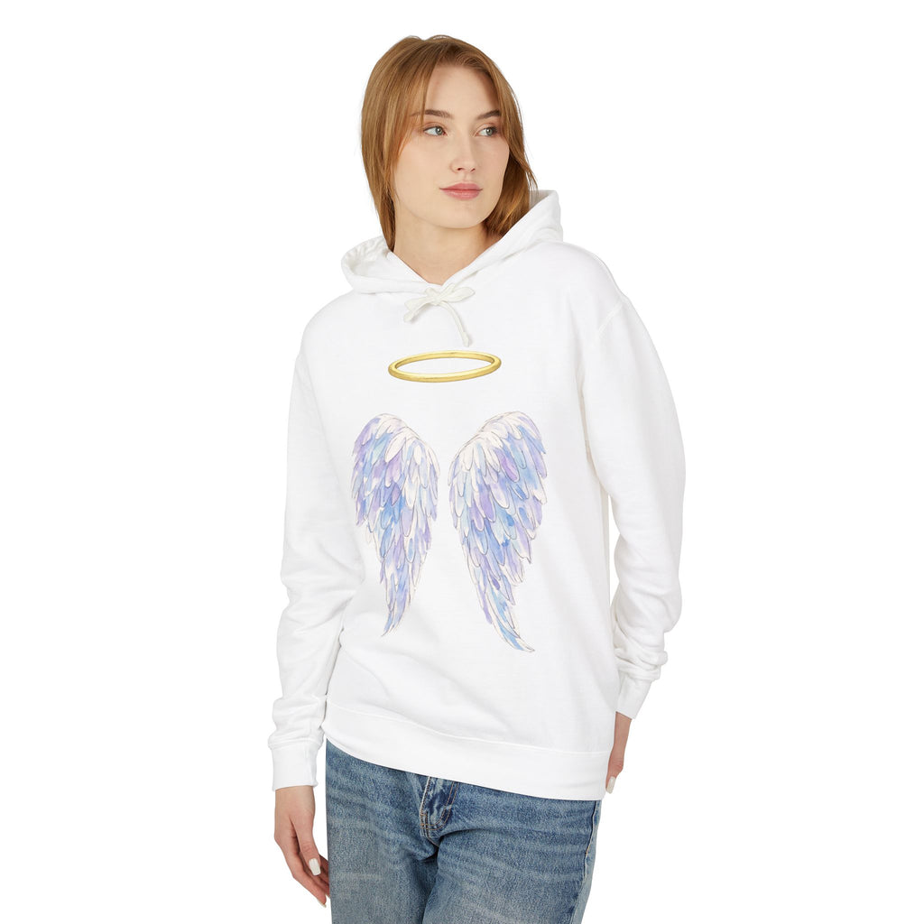 Angel & Devil Wings Hoodie — Watercolor Halo and Horns Lightweight Hoodie