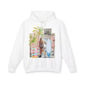 Los Angeles Surf Collage Hoodie — Palm Tree & Surfboard Graphic Pullover