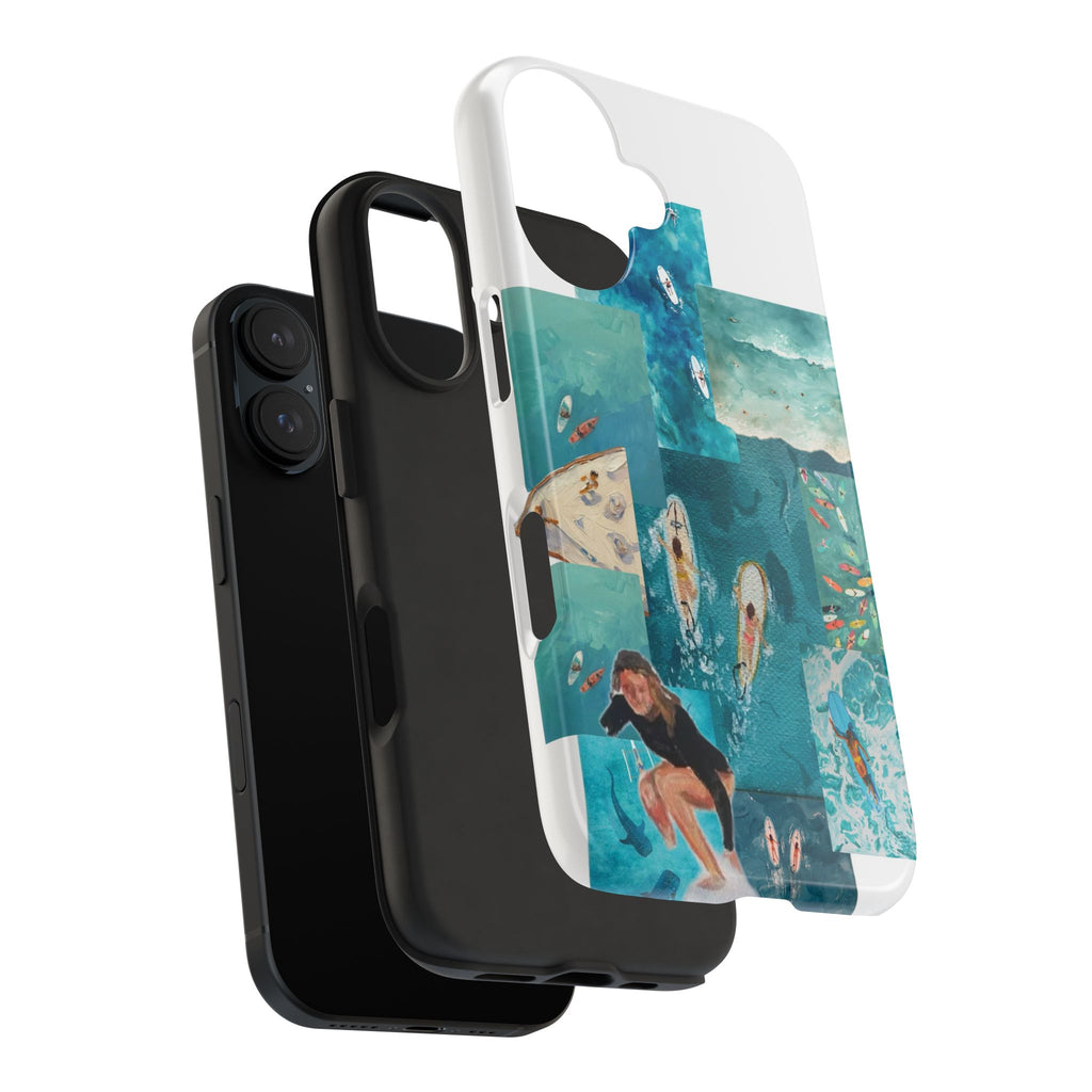 Surf Collage Tough Phone Case — Ocean Waves & Surfer Protective Phone Cover