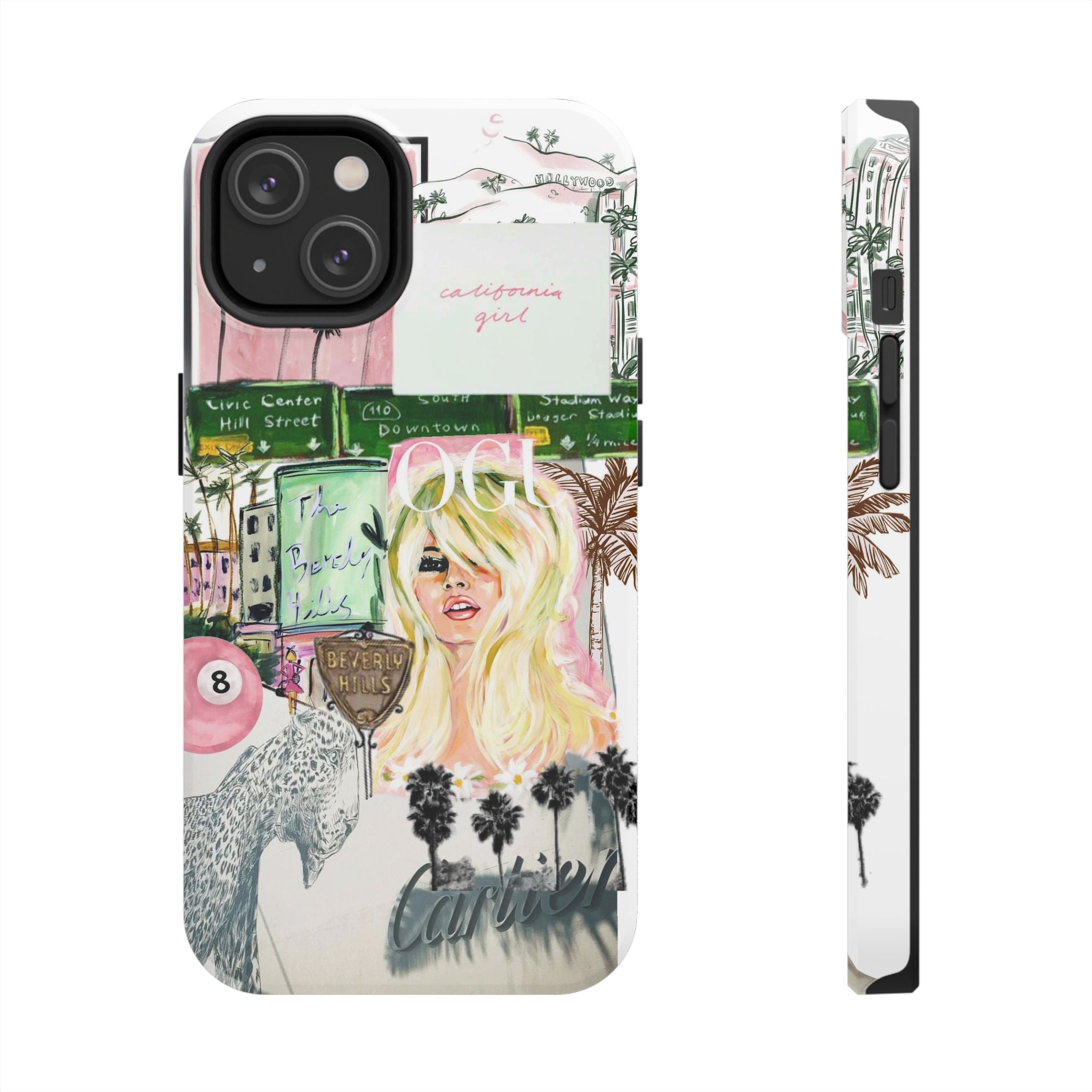 California Girl Illustrated Phone Case — Retro Palm Beach Art