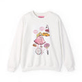 Crewneck Sweatshirt — 'Petals on Park Avenue' Pink Bicycle Floral Graphic