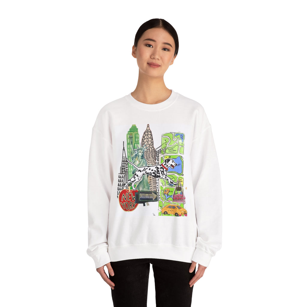 New York City Collage Sweatshirt — Dalmatian & Skyline Graphic Crewneck