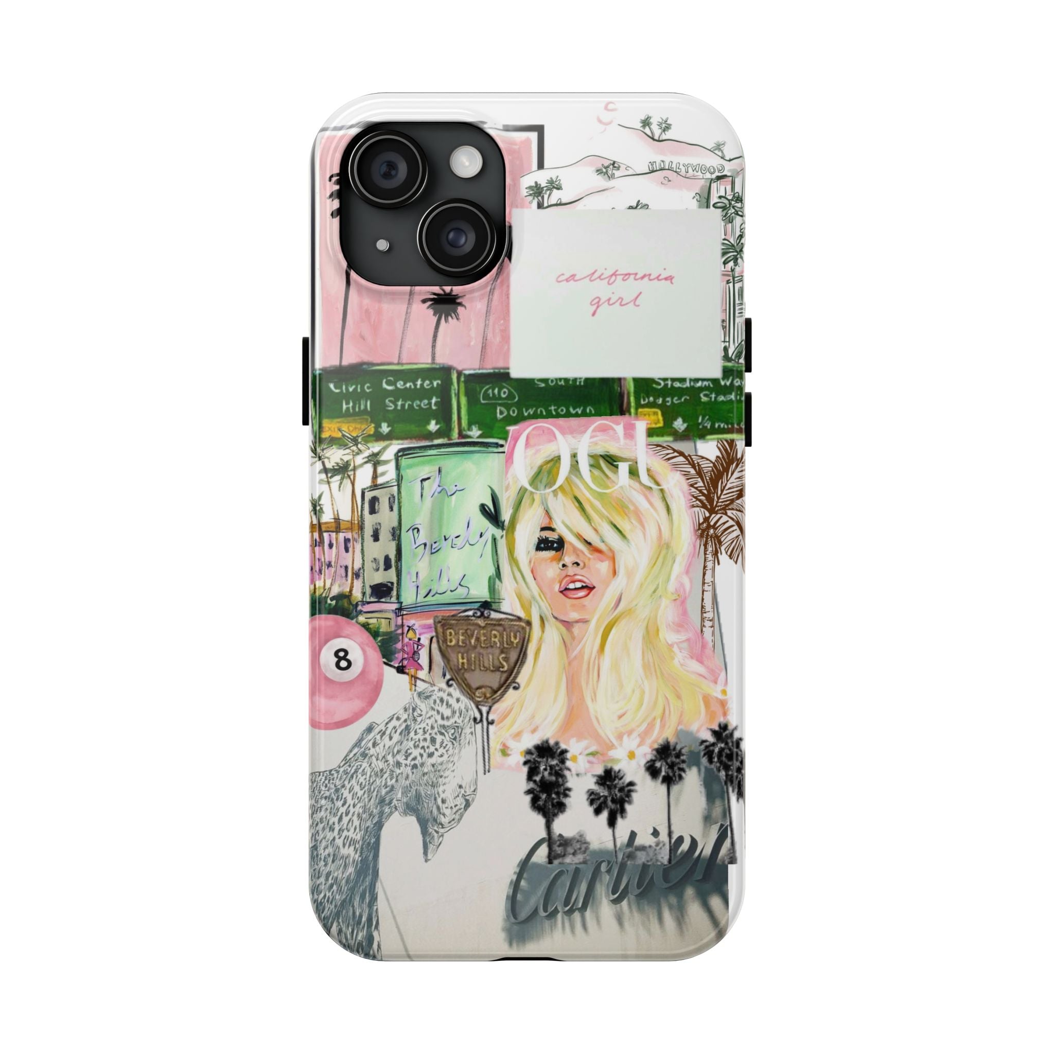 California Girl Illustrated Phone Case — Retro Palm Beach Art