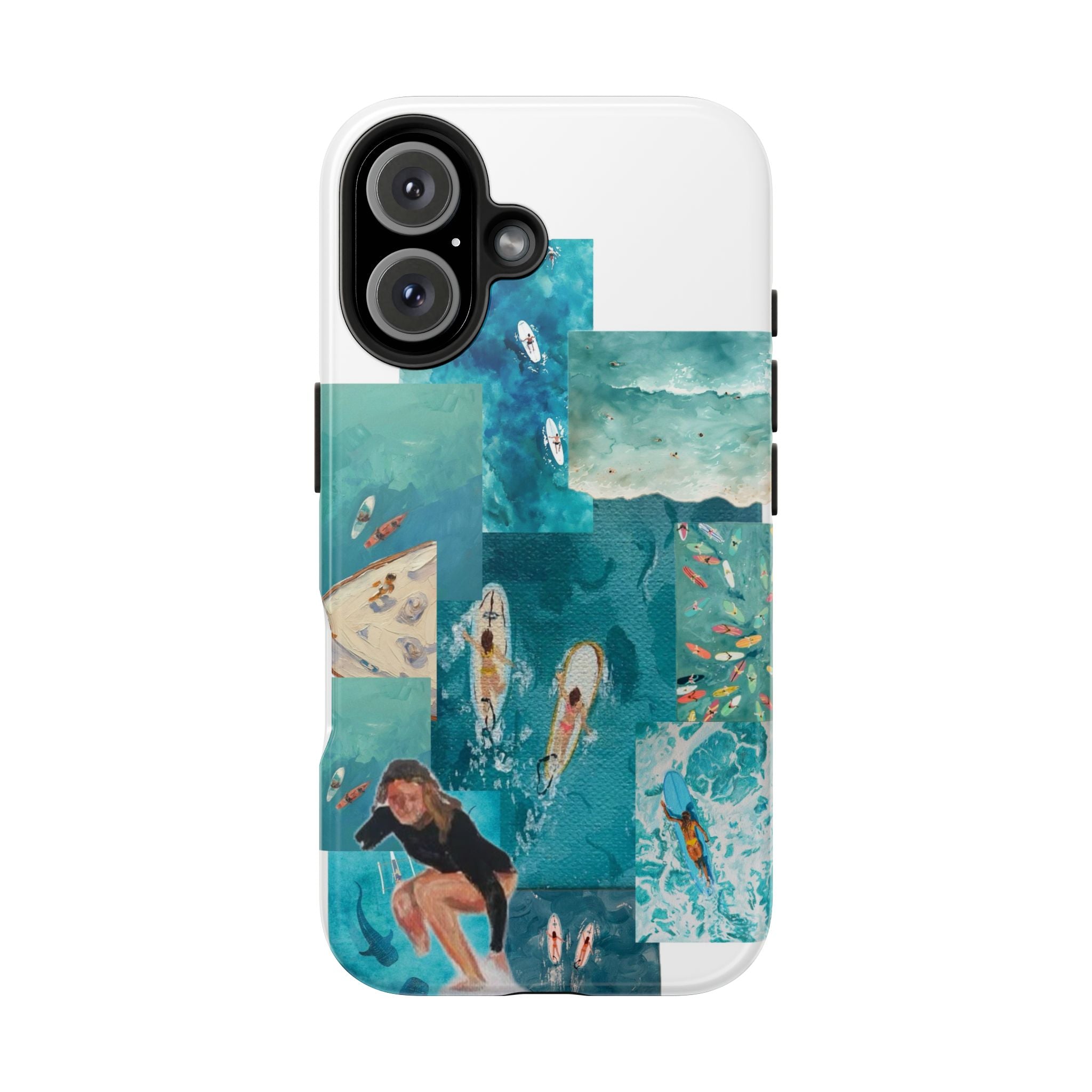 Surf Collage Tough Phone Case — Ocean Waves & Surfer Protective Phone Cover