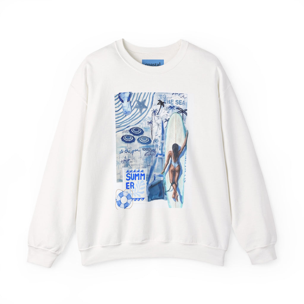 Summer Surf Crewneck Sweatshirt — Vintage Beach Graphic