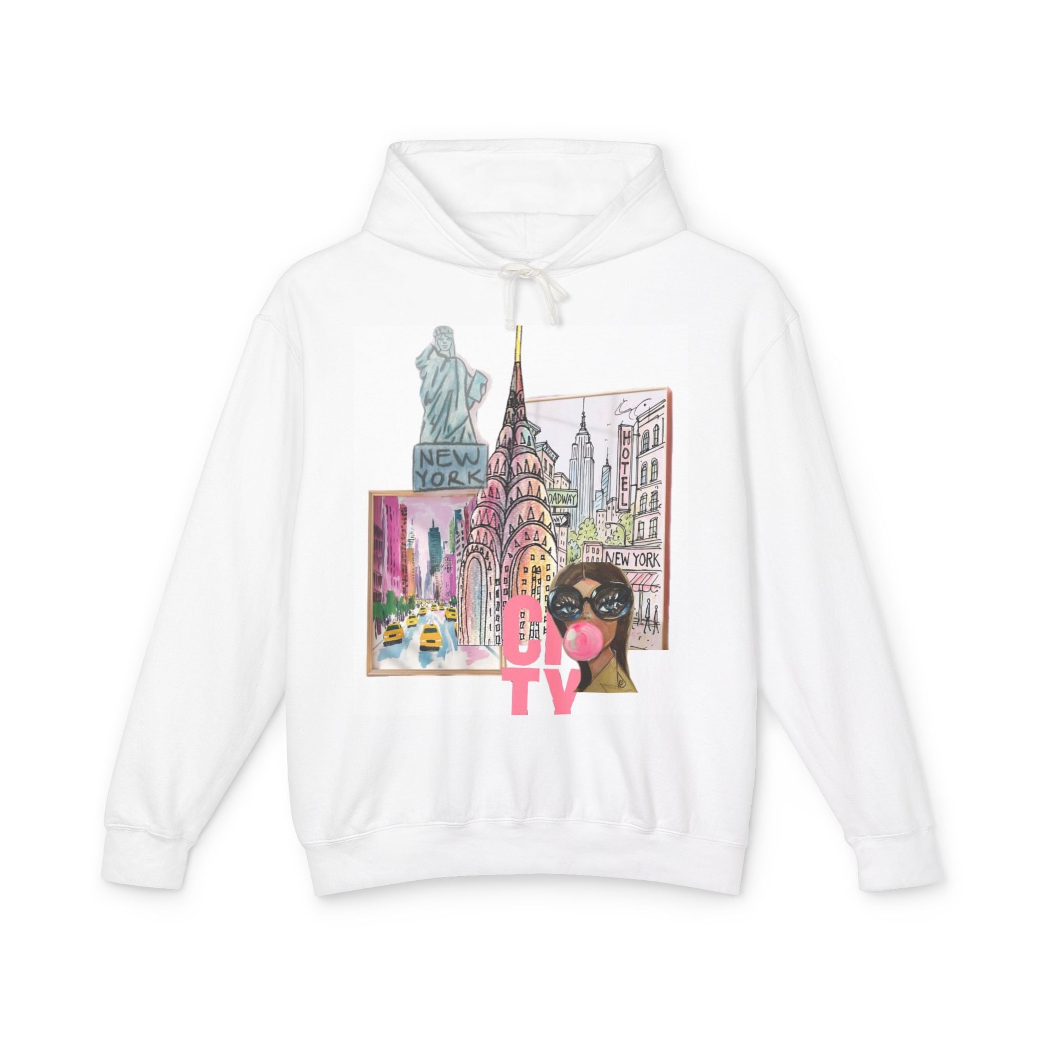NYC Cityscape Hoodie — Retro New York Collage Sweatshirt