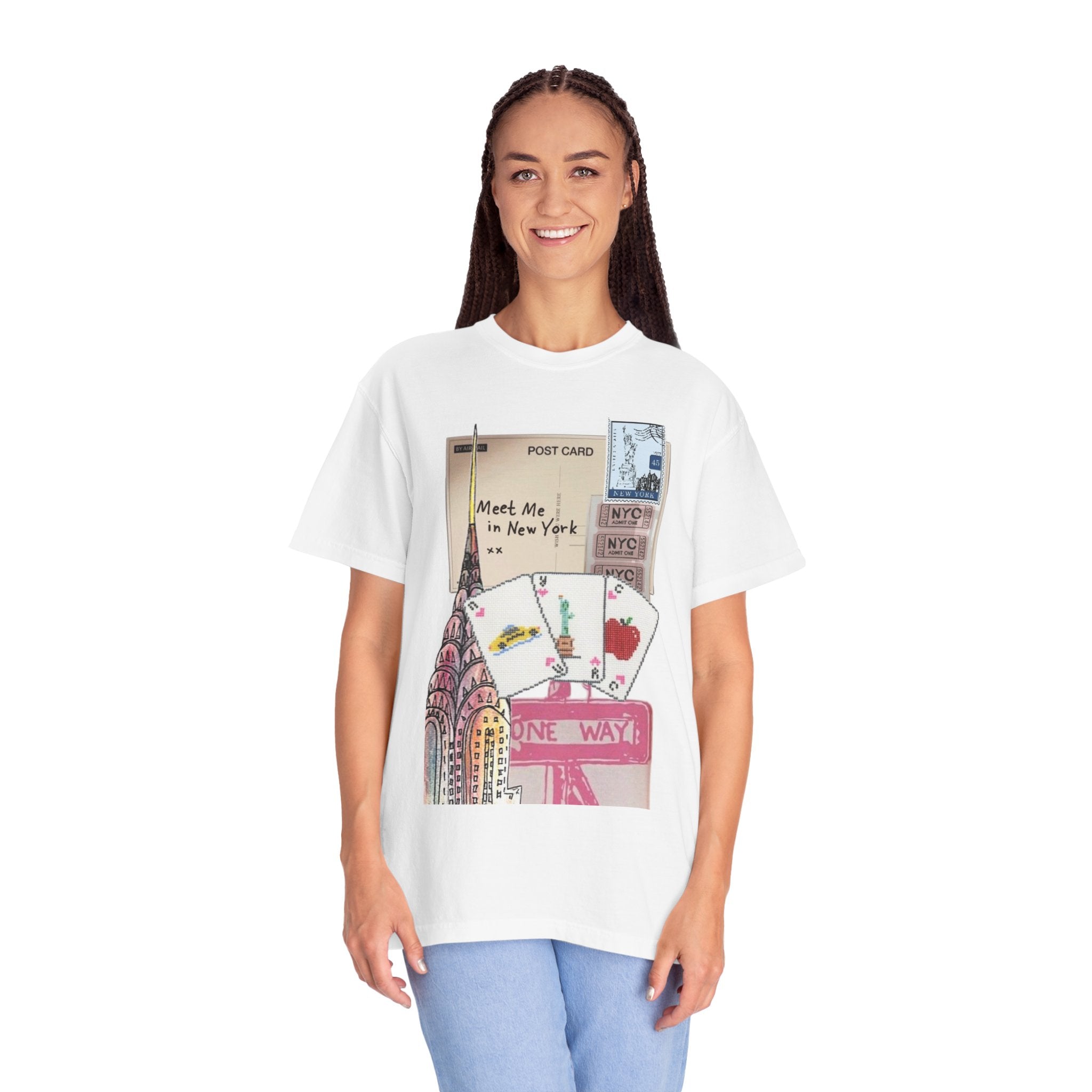 New York Postcard Graphic T-Shirt — "Meet Me in New York"