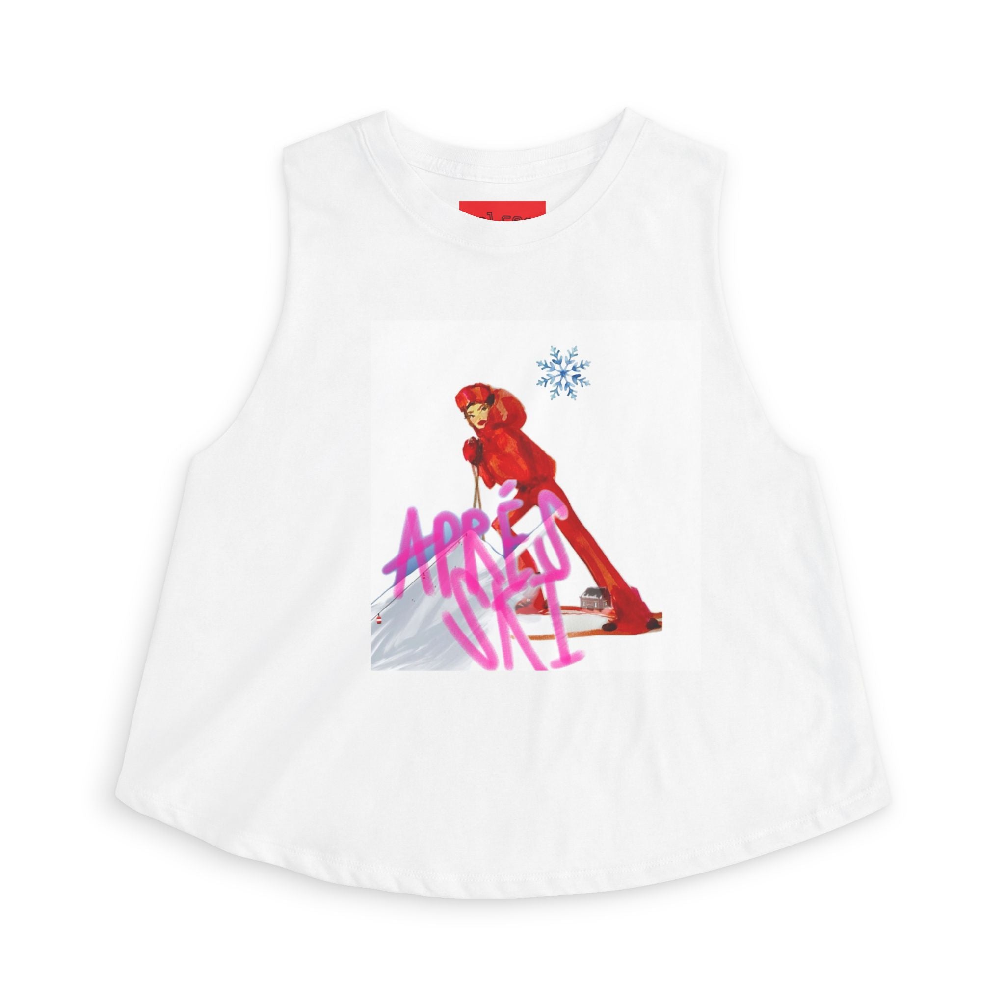 Women's Crop Top — Retro Ski Girl Graphic Tank ("April Skies")