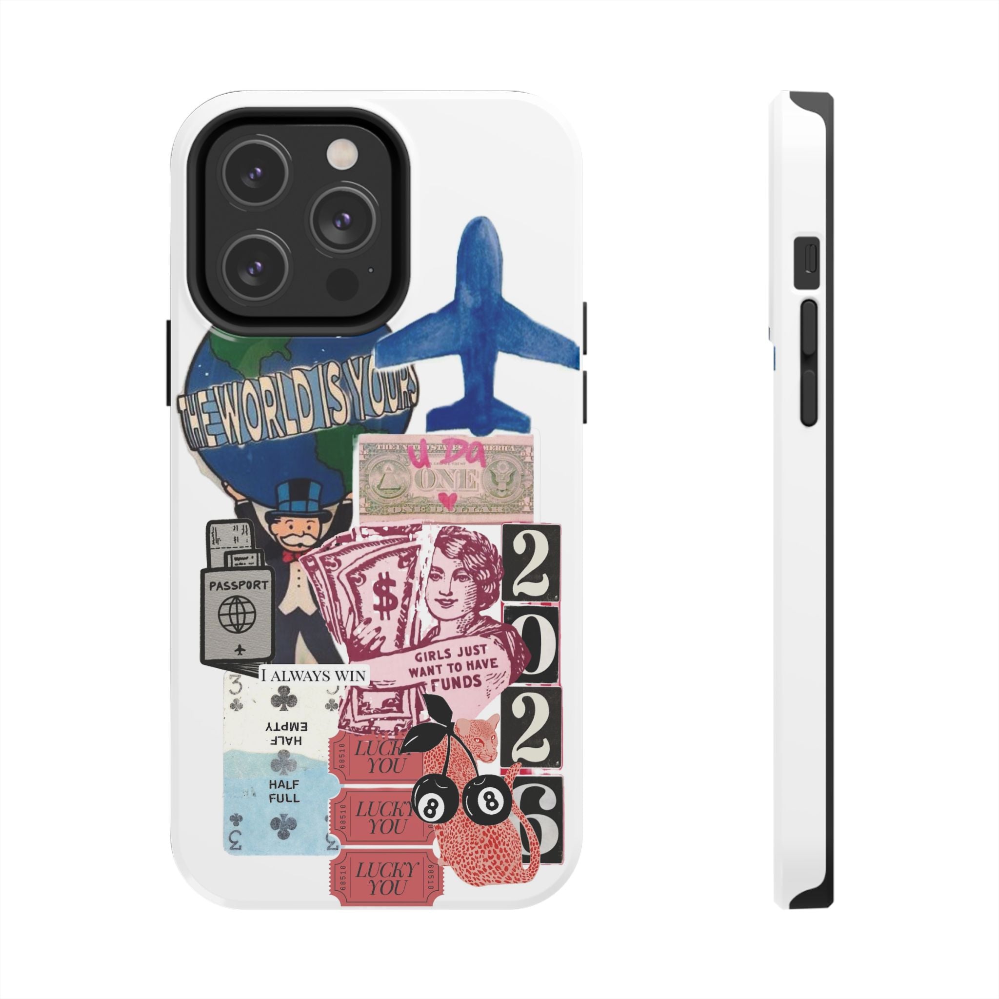 Tough Phone Case — Travel Collage Design with Plane, Passport & 2026 Graphics