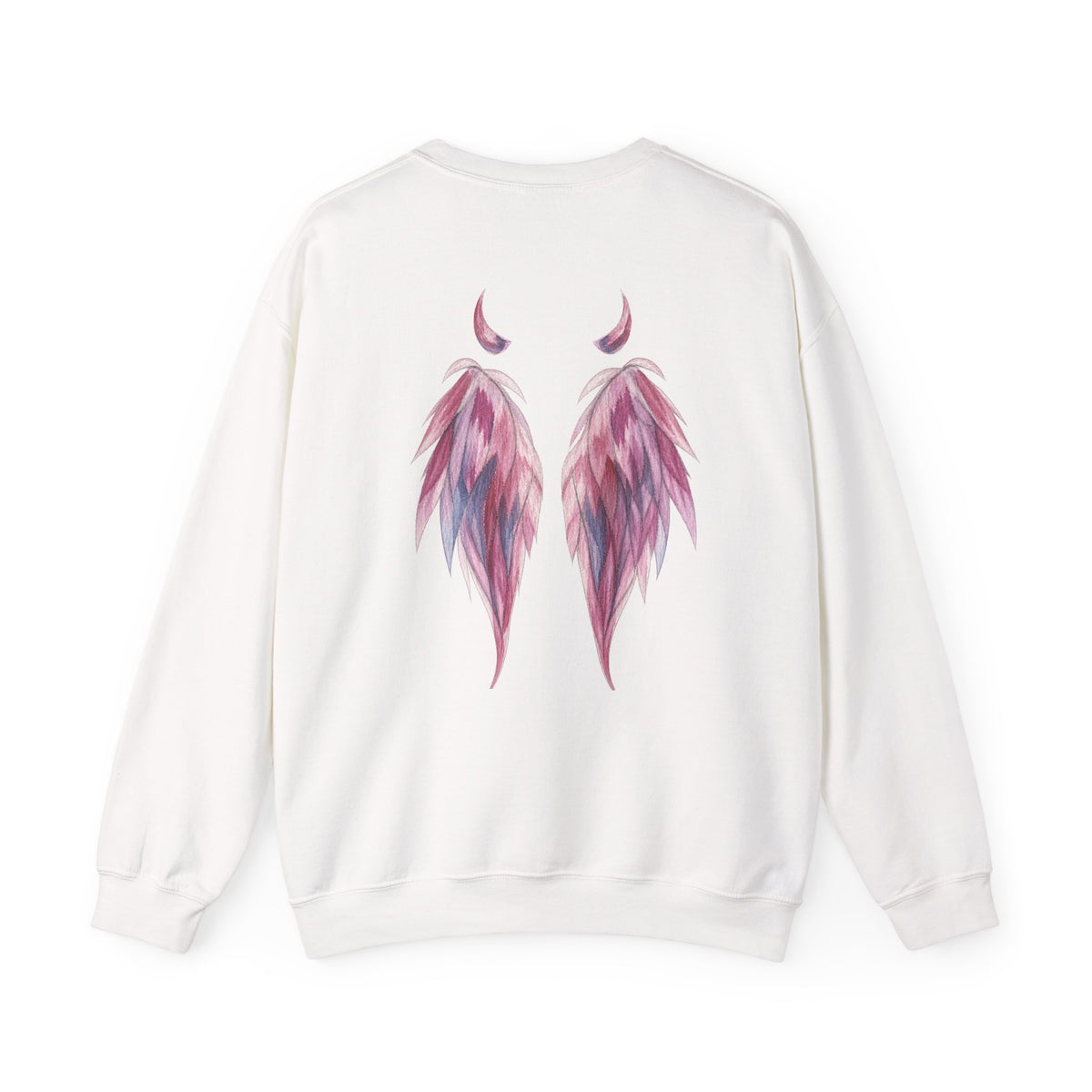 Angel & Fallen Wings Crewneck Sweatshirt – Halo Front, Devil Horns Back