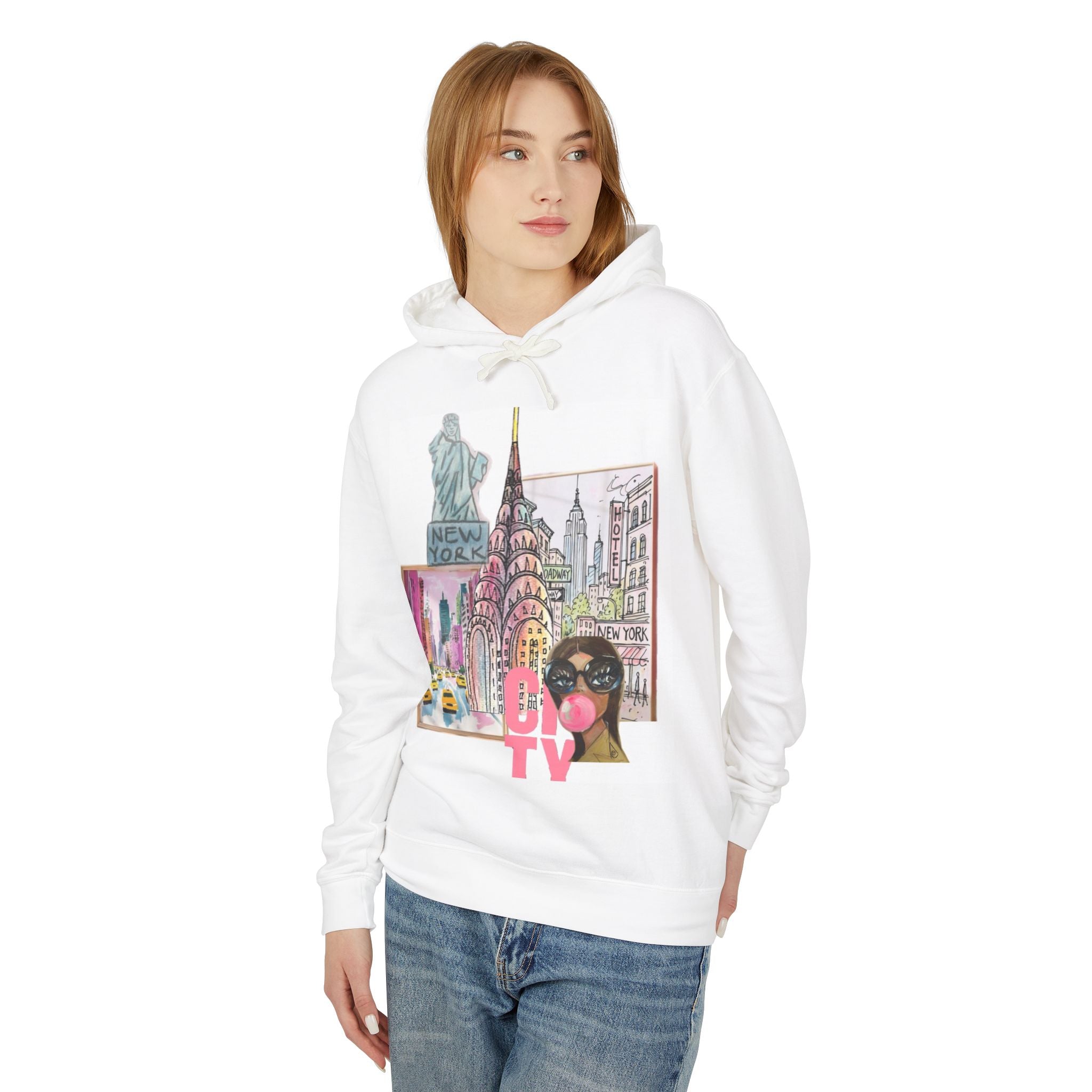 NYC Cityscape Hoodie — Retro New York Collage Sweatshirt