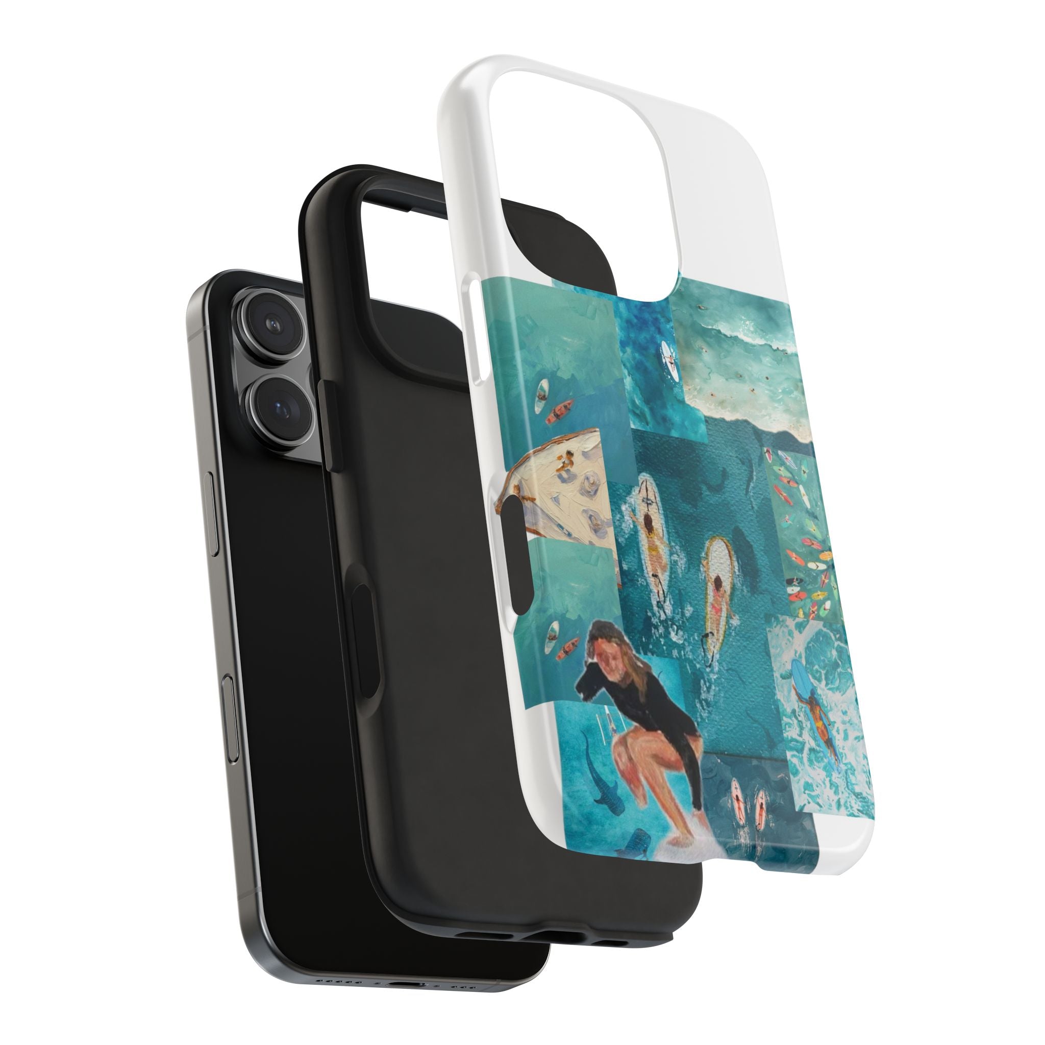Surf Collage Tough Phone Case — Ocean Waves & Surfer Protective Phone Cover