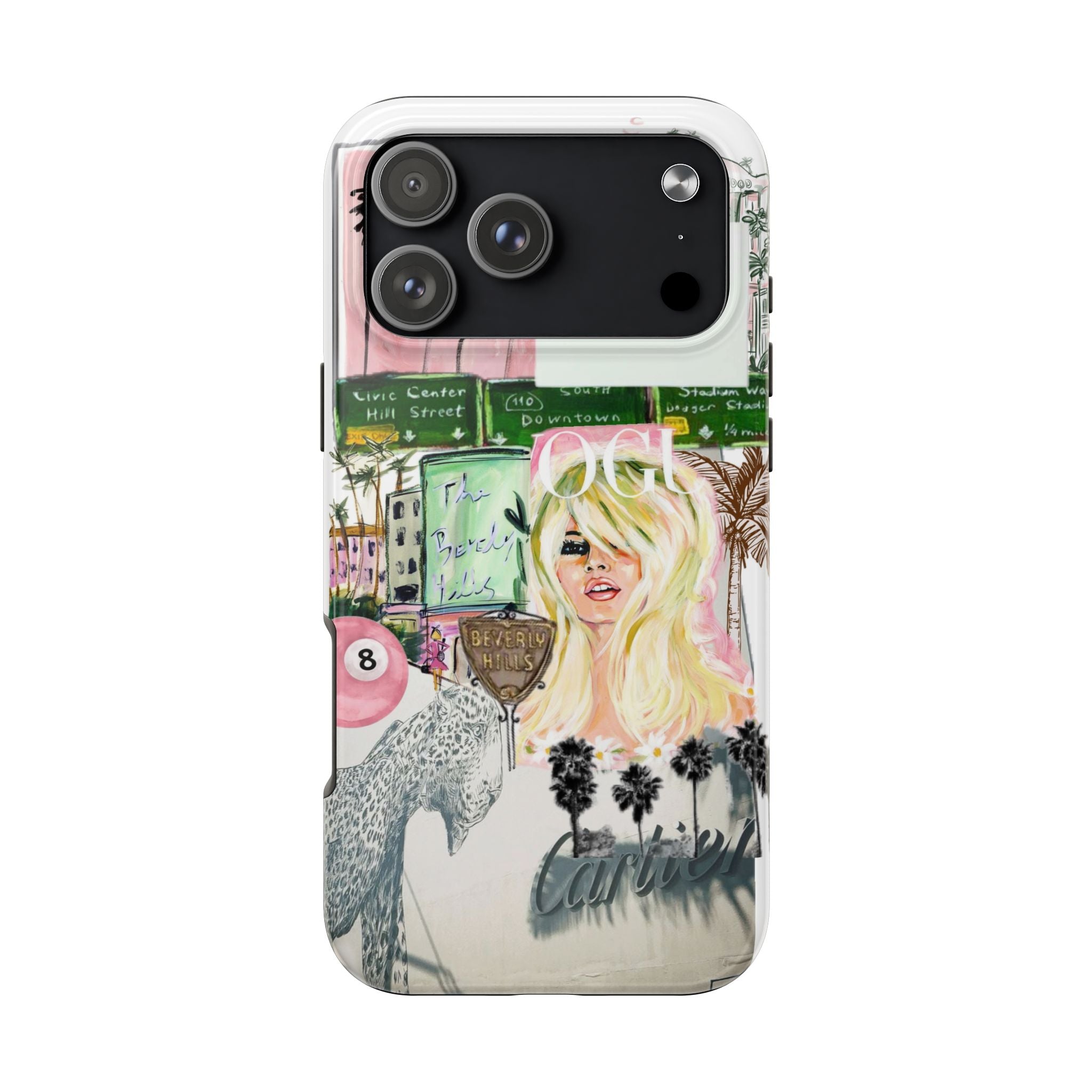 California Girl Illustrated Phone Case — Retro Palm Beach Art