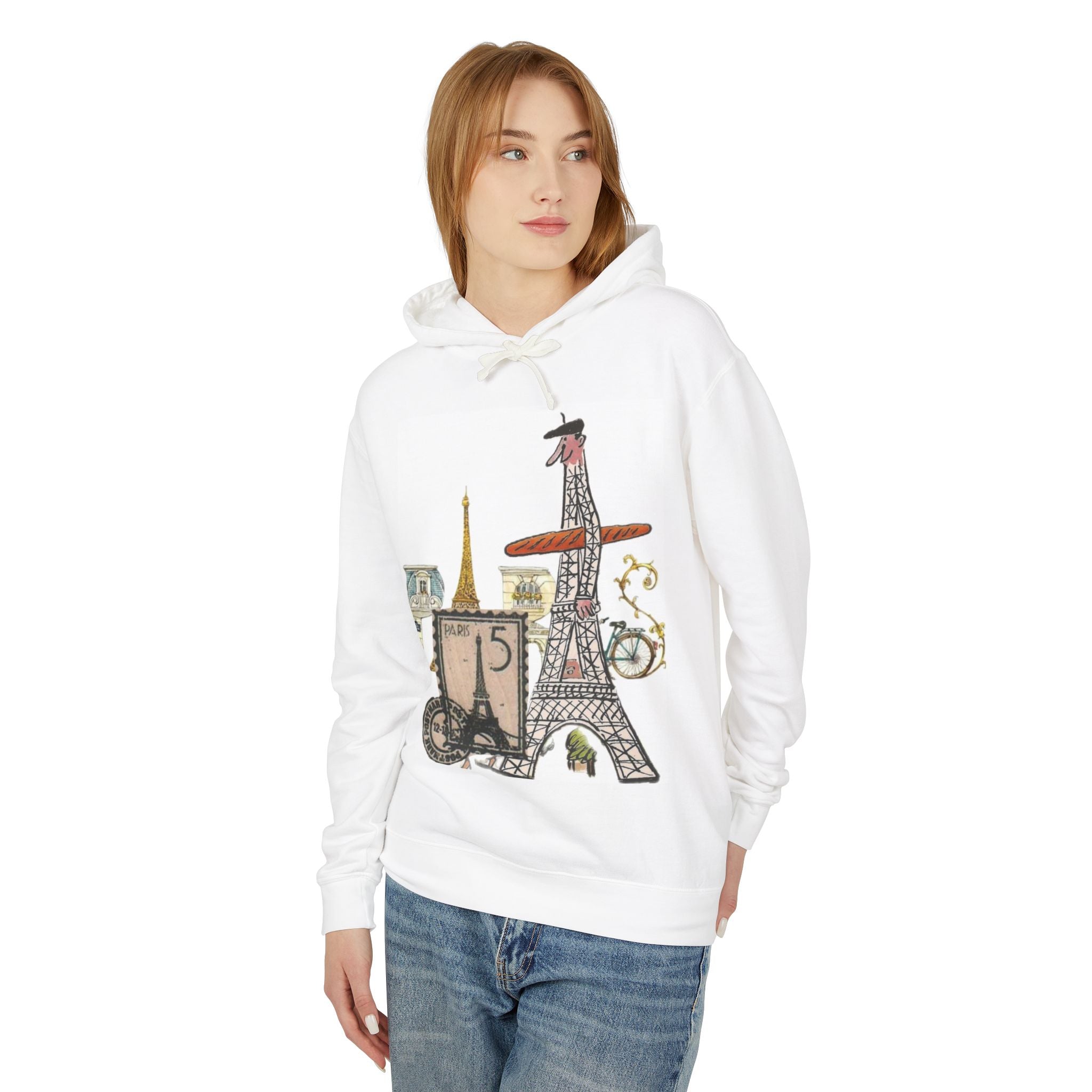 Paris Collage Hoodie — Eiffel Tower Vintage Travel Graphic Sweatshirt