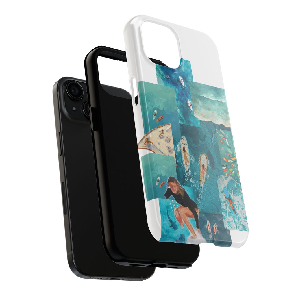 Surf Collage Tough Phone Case — Ocean Waves & Surfer Protective Phone Cover