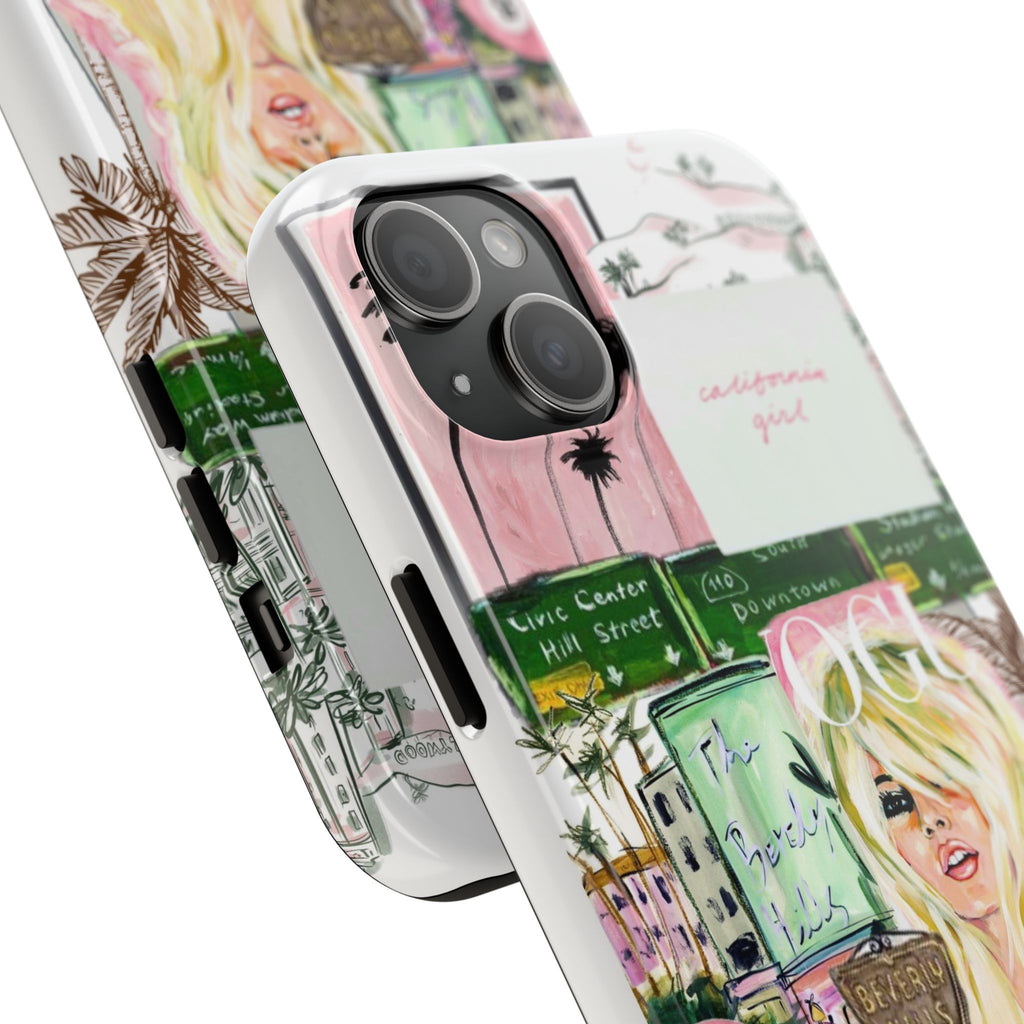California Girl Illustrated Phone Case — Retro Palm Beach Art