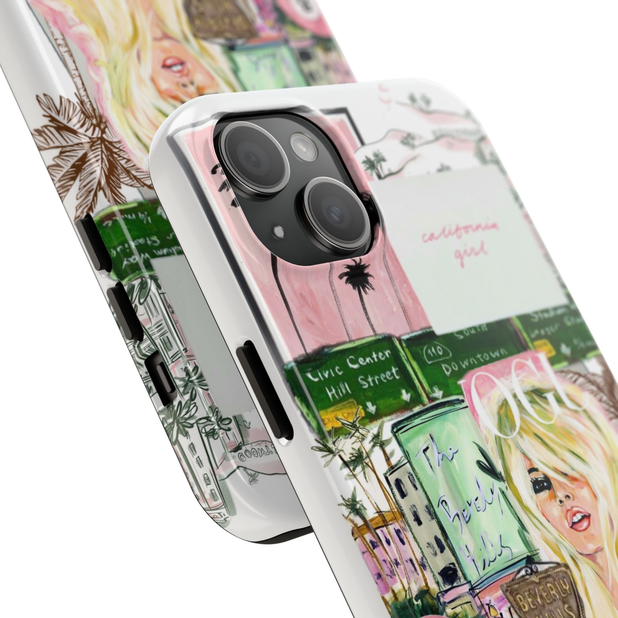 California Girl Illustrated Phone Case — Retro Palm Beach Art