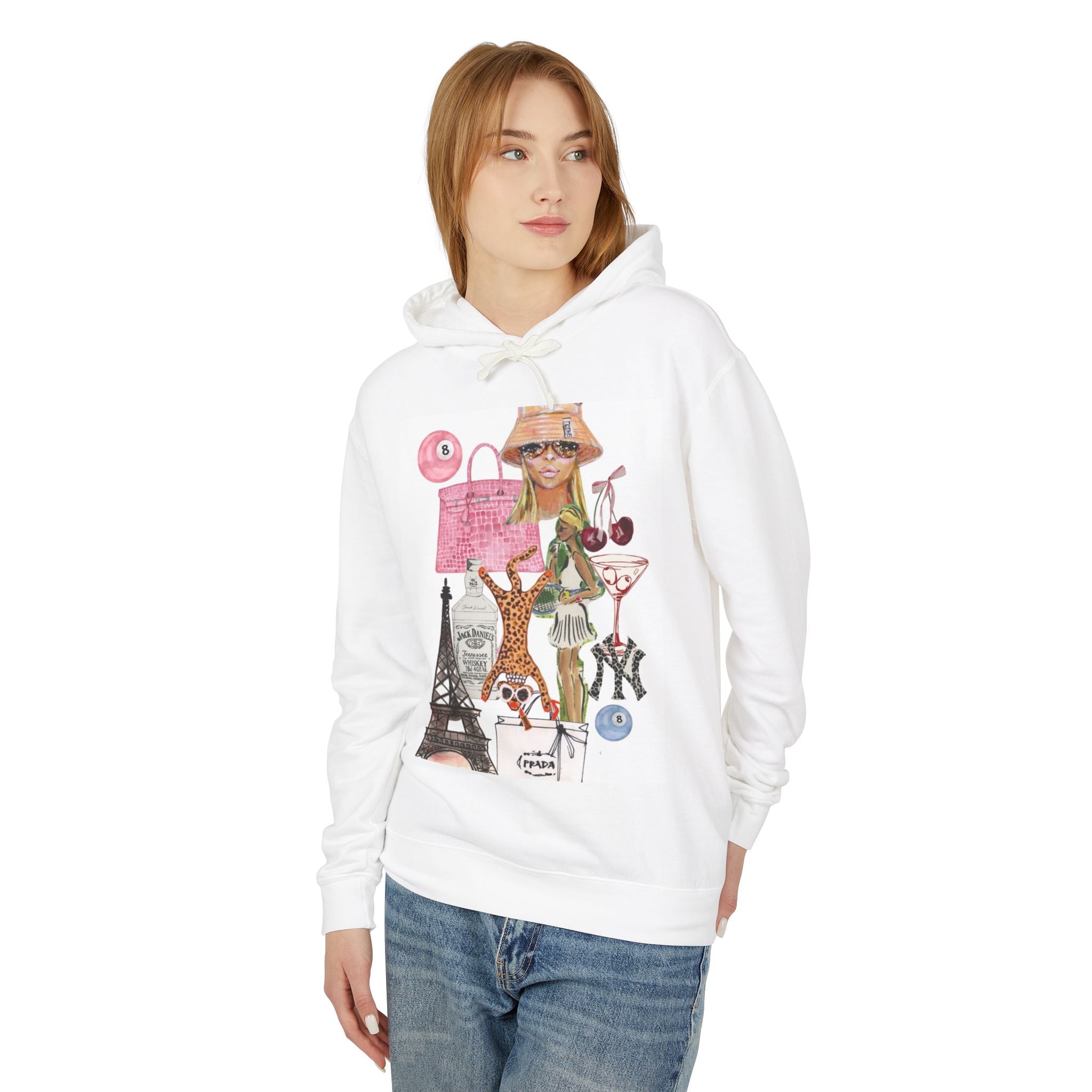 Paris Fashion Collage Hoodie — Chic Travel & Shopping Graphic Sweatshirt