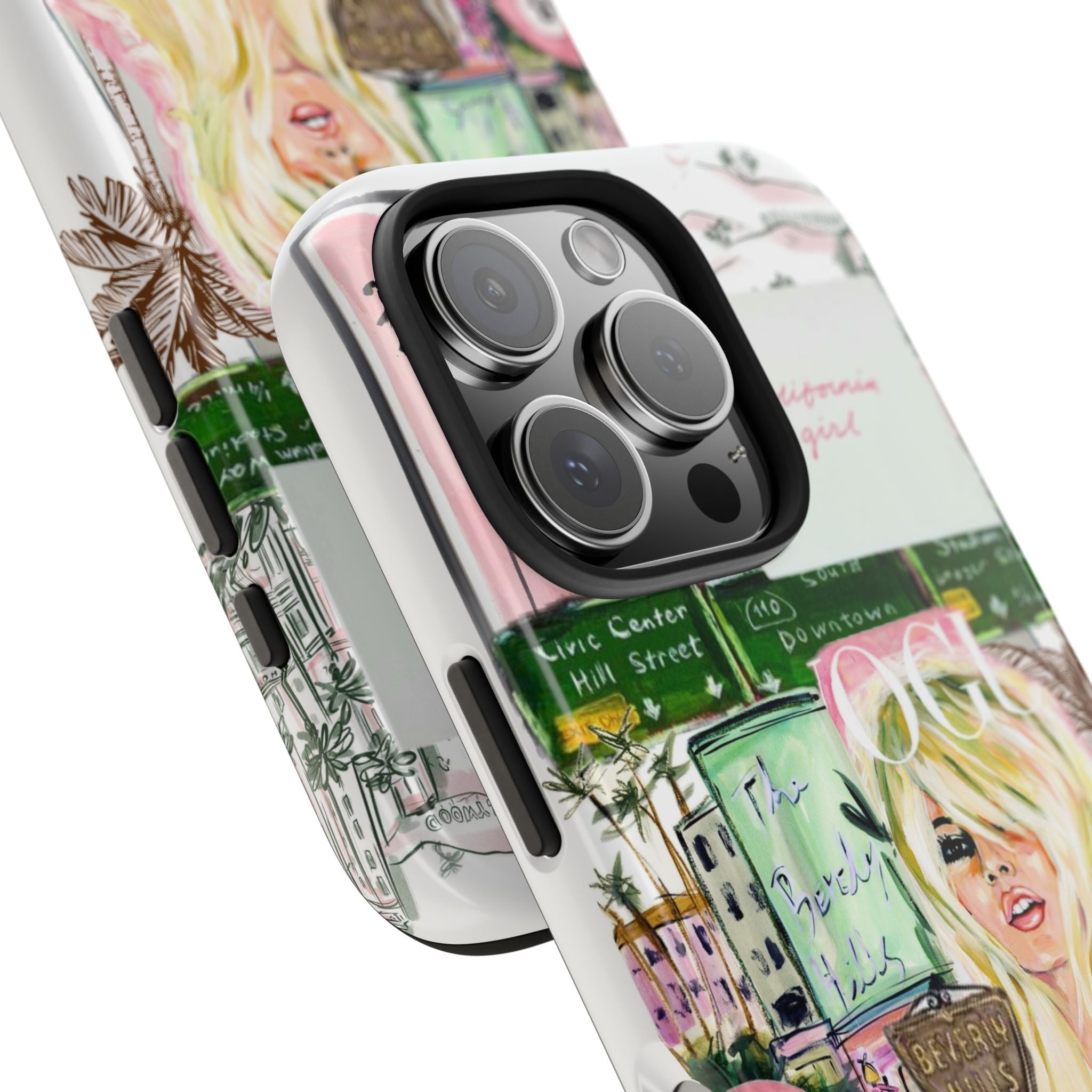 California Girl Illustrated Phone Case — Retro Palm Beach Art