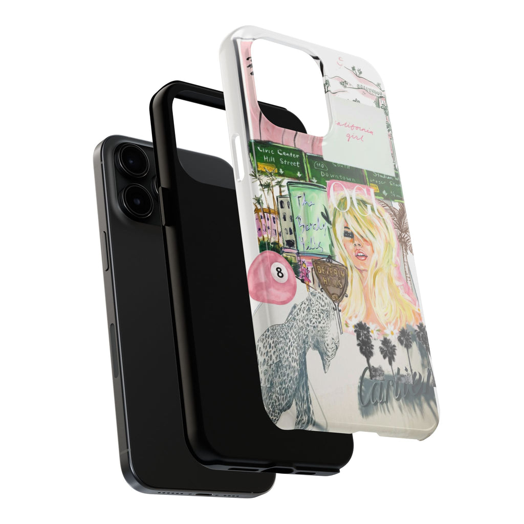 California Girl Illustrated Phone Case — Retro Palm Beach Art
