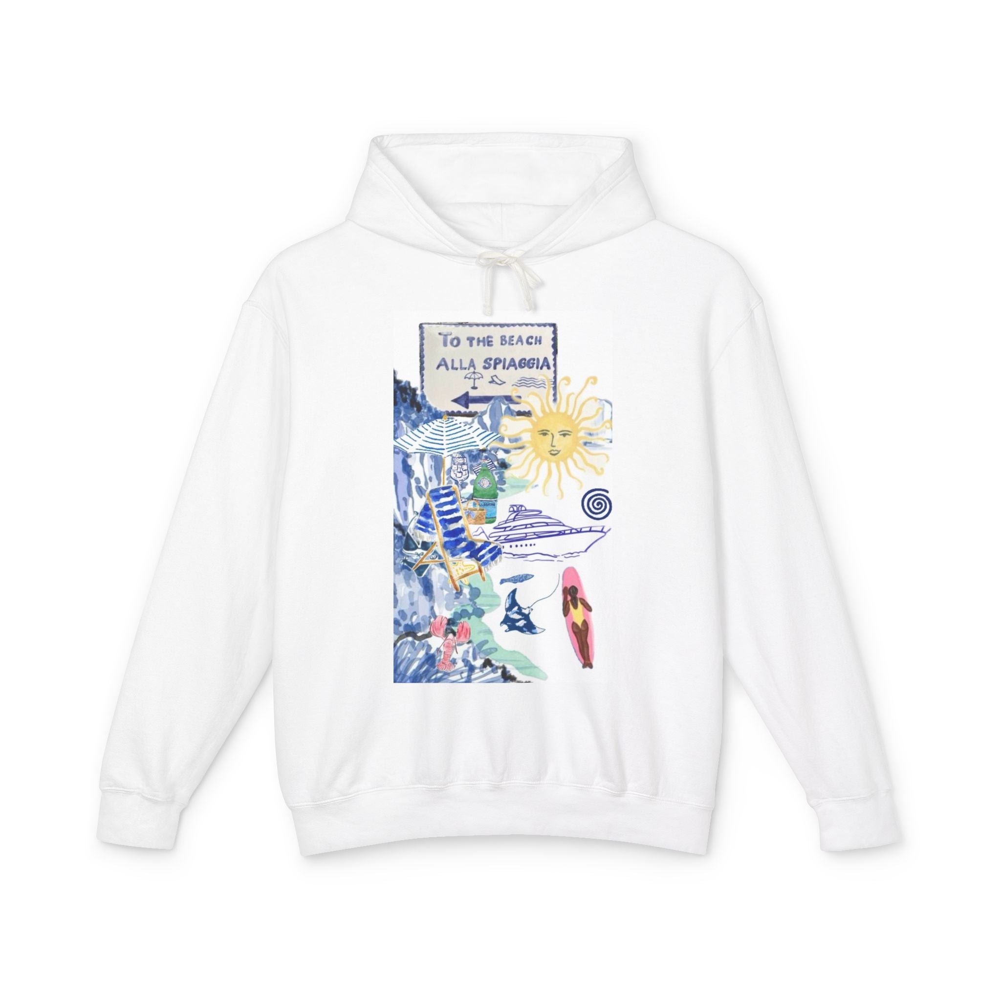 Beach Vibes Hoodie — "To The Beach / Alla Spiaggia" Sun & Seaside Design