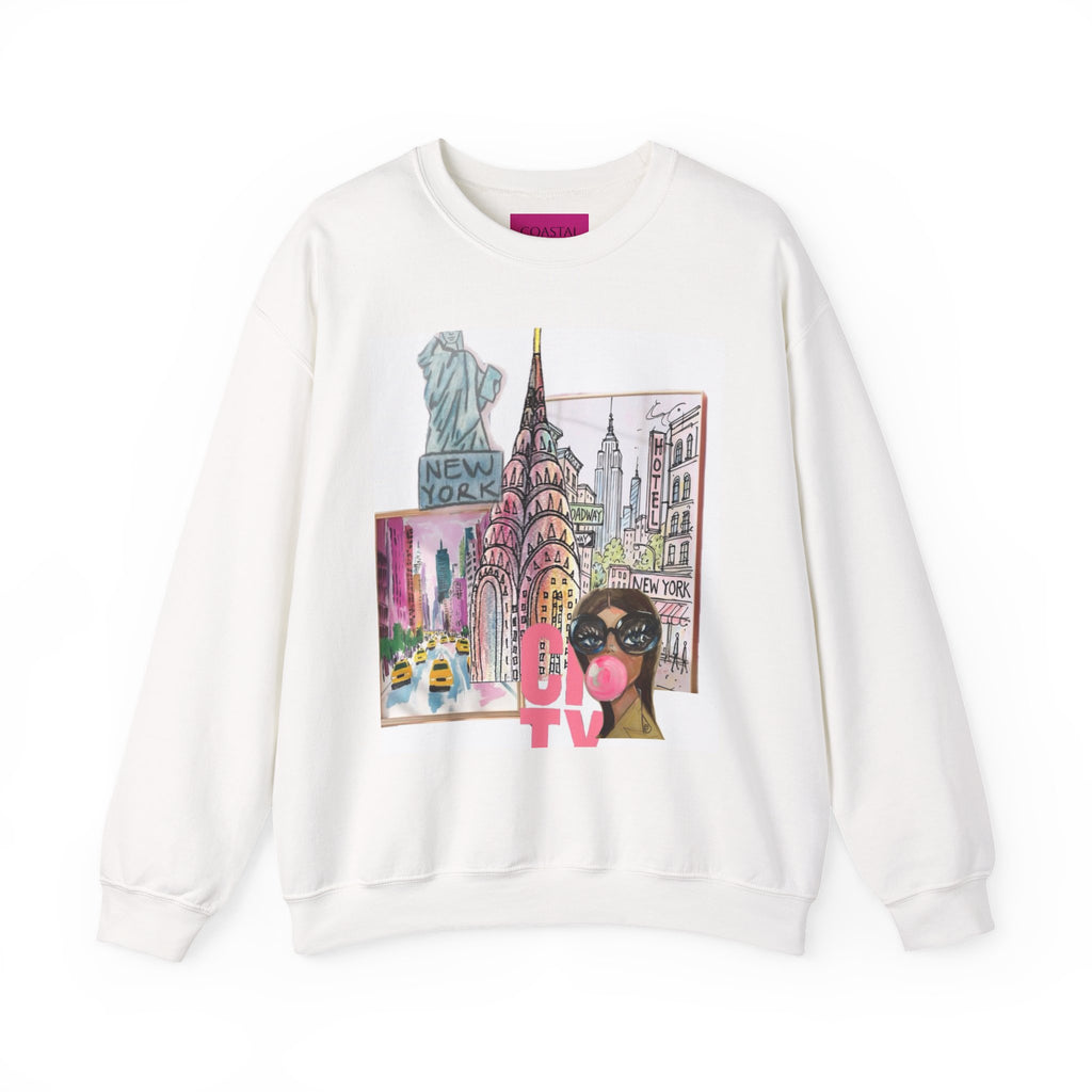 New York City Collage Crewneck Sweatshirt — NYC Landmarks Graphic Pullover