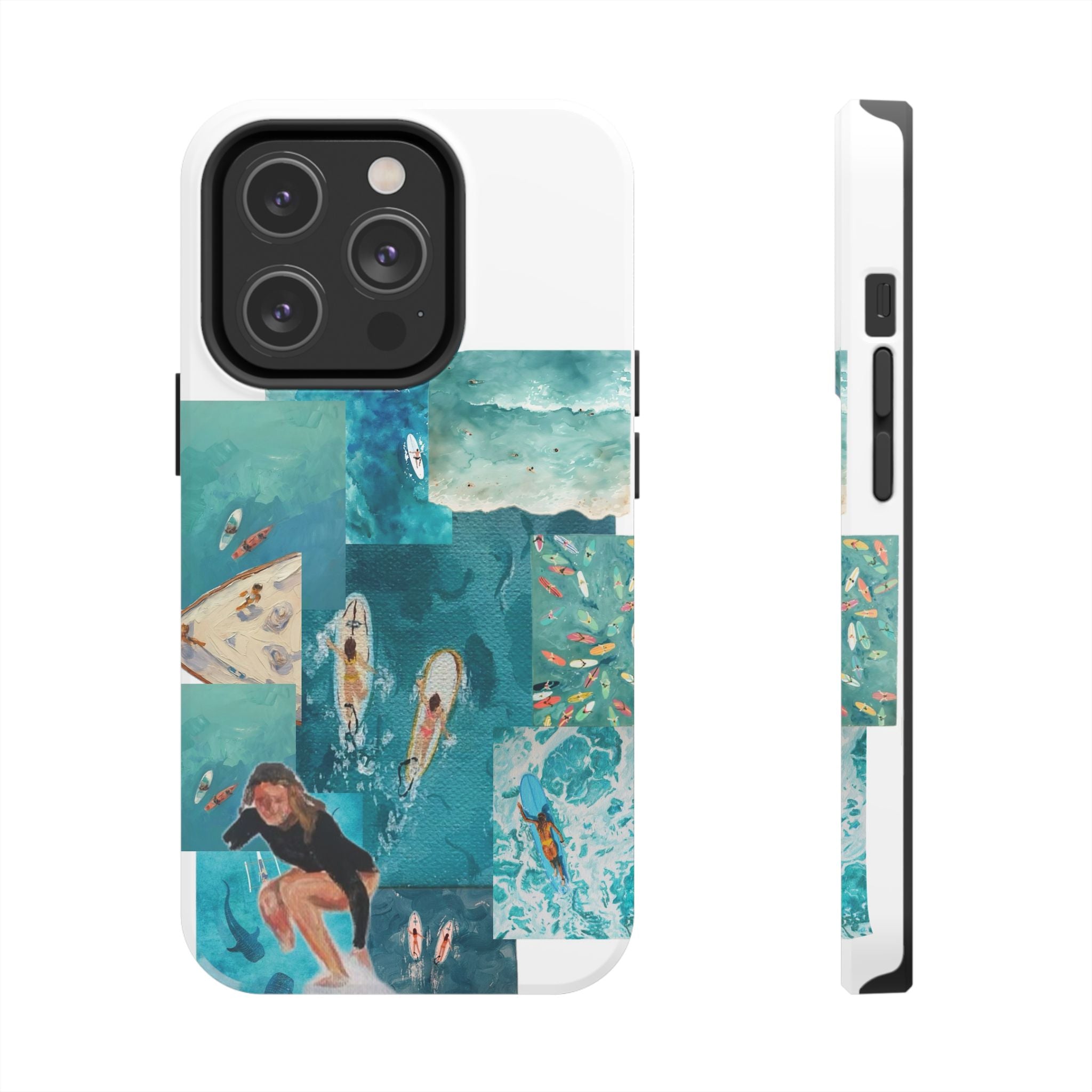 Surf Collage Tough Phone Case — Ocean Waves & Surfer Protective Phone Cover