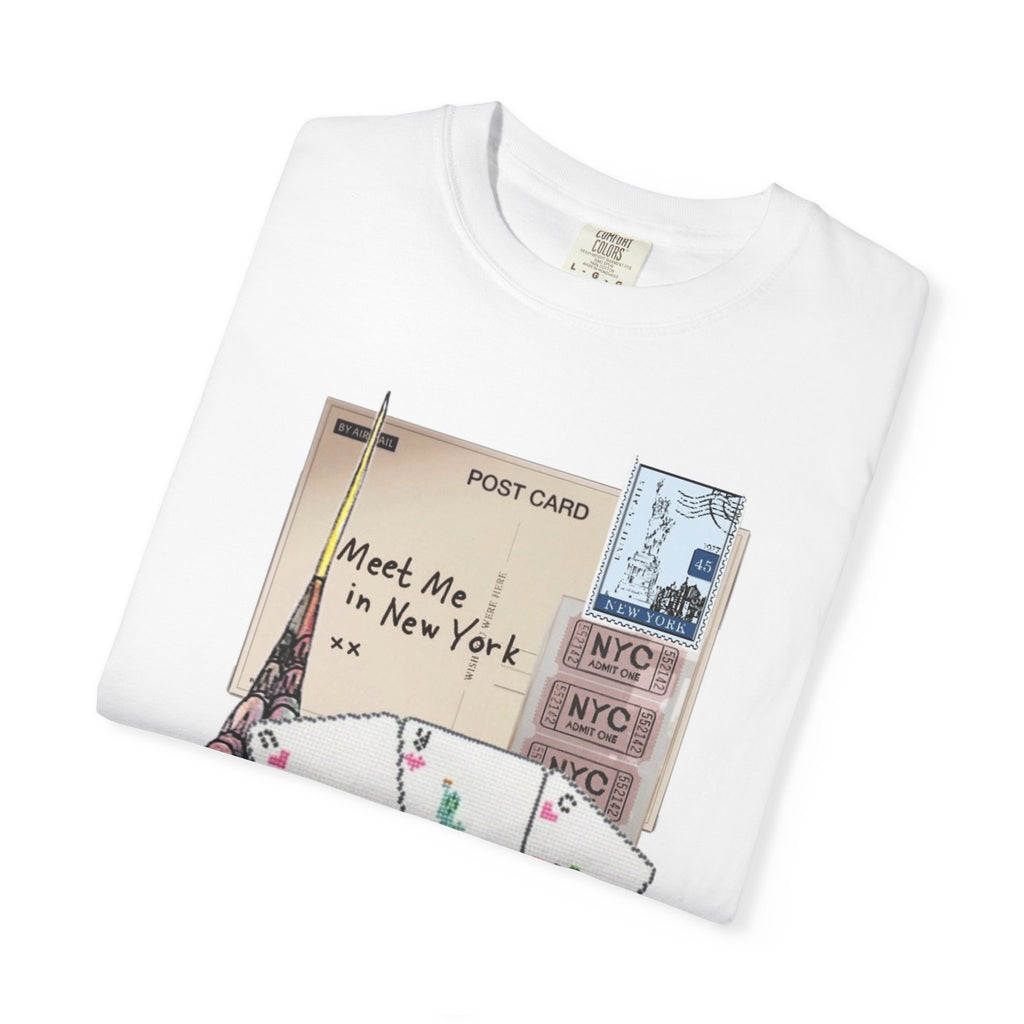 New York Postcard Graphic T-Shirt — "Meet Me in New York"