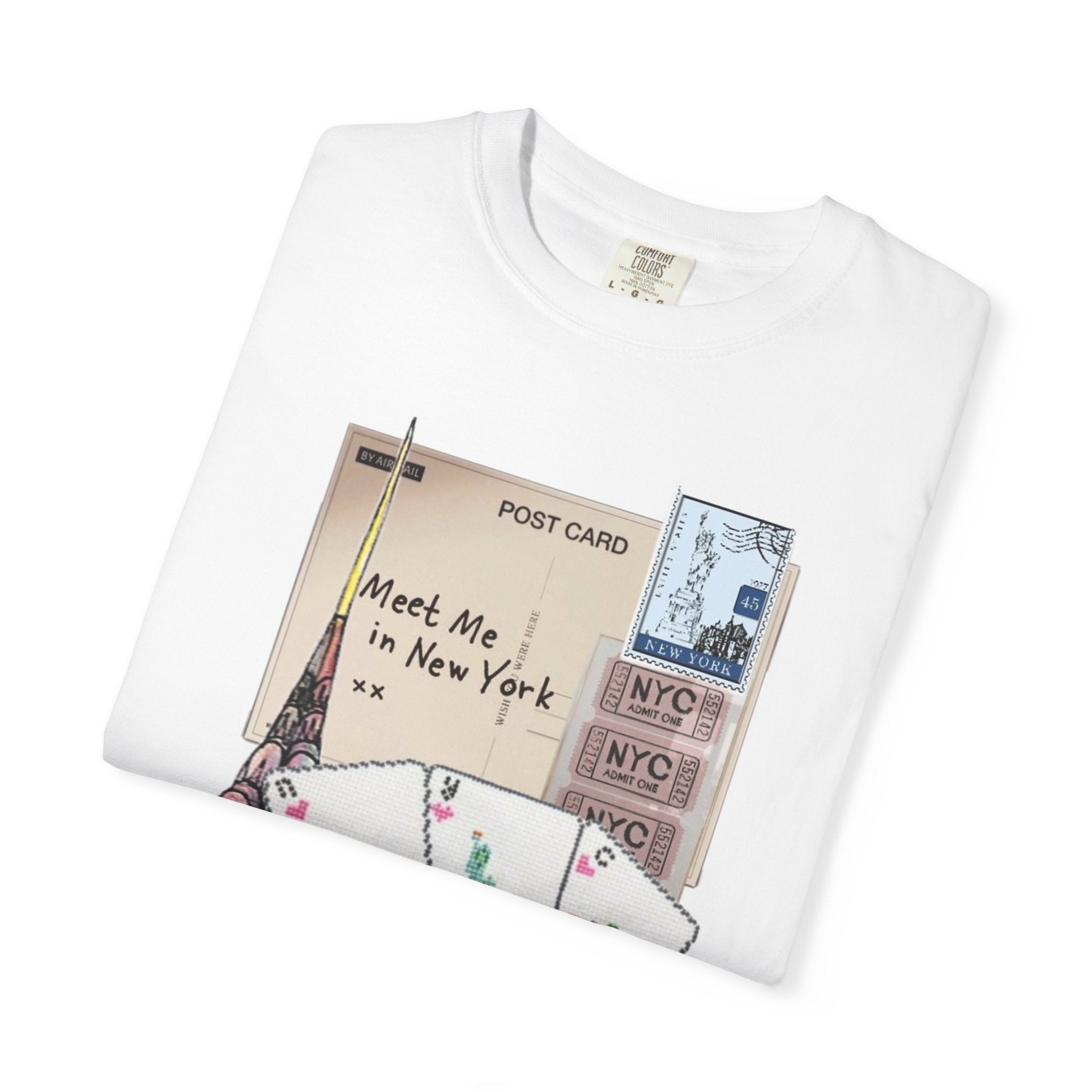New York Postcard Graphic T-Shirt — "Meet Me in New York"