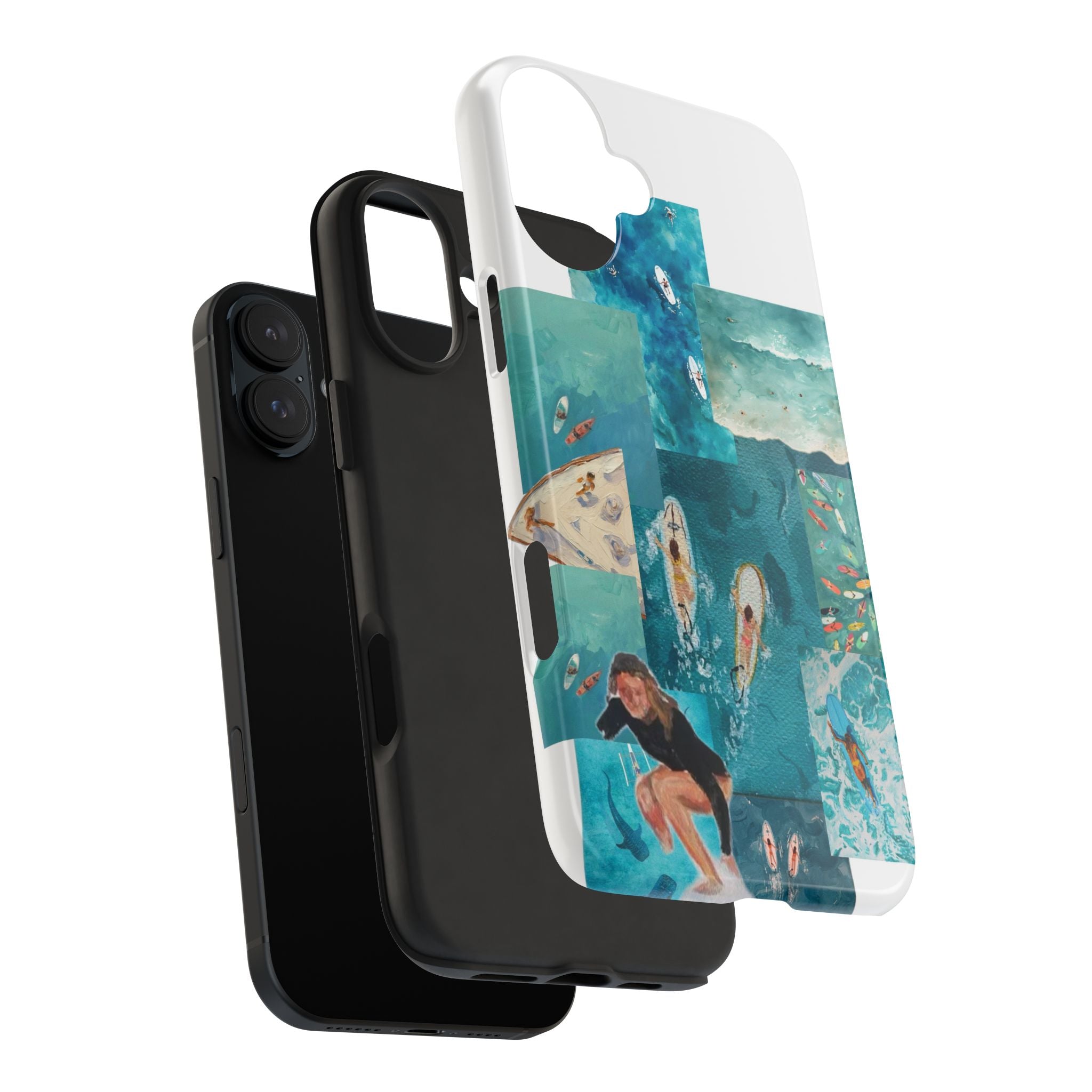 Surf Collage Tough Phone Case — Ocean Waves & Surfer Protective Phone Cover