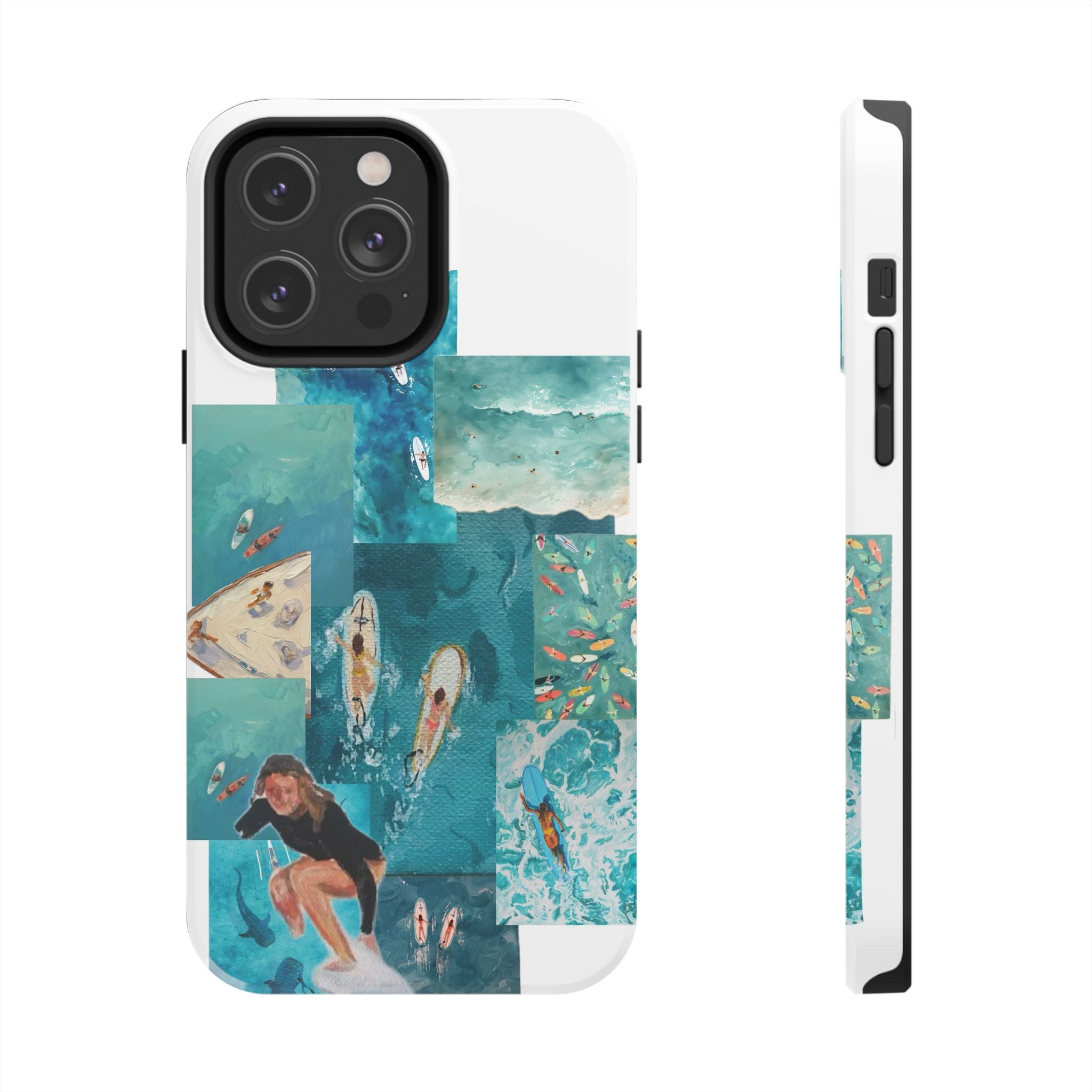 Surf Collage Tough Phone Case — Ocean Waves & Surfer Protective Phone Cover