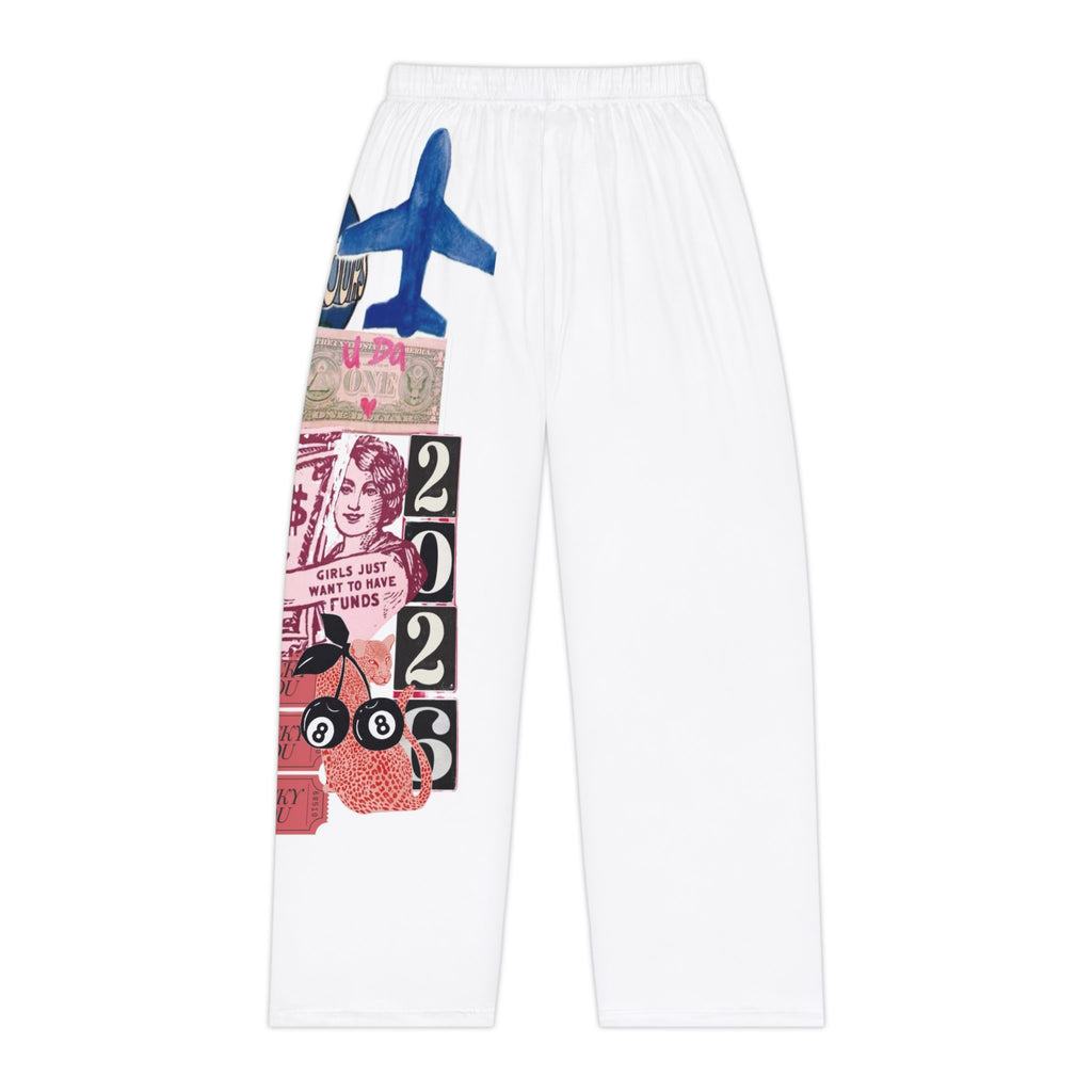Travel Collage Women's Pajama Pants — Vintage Passport & Plane Print