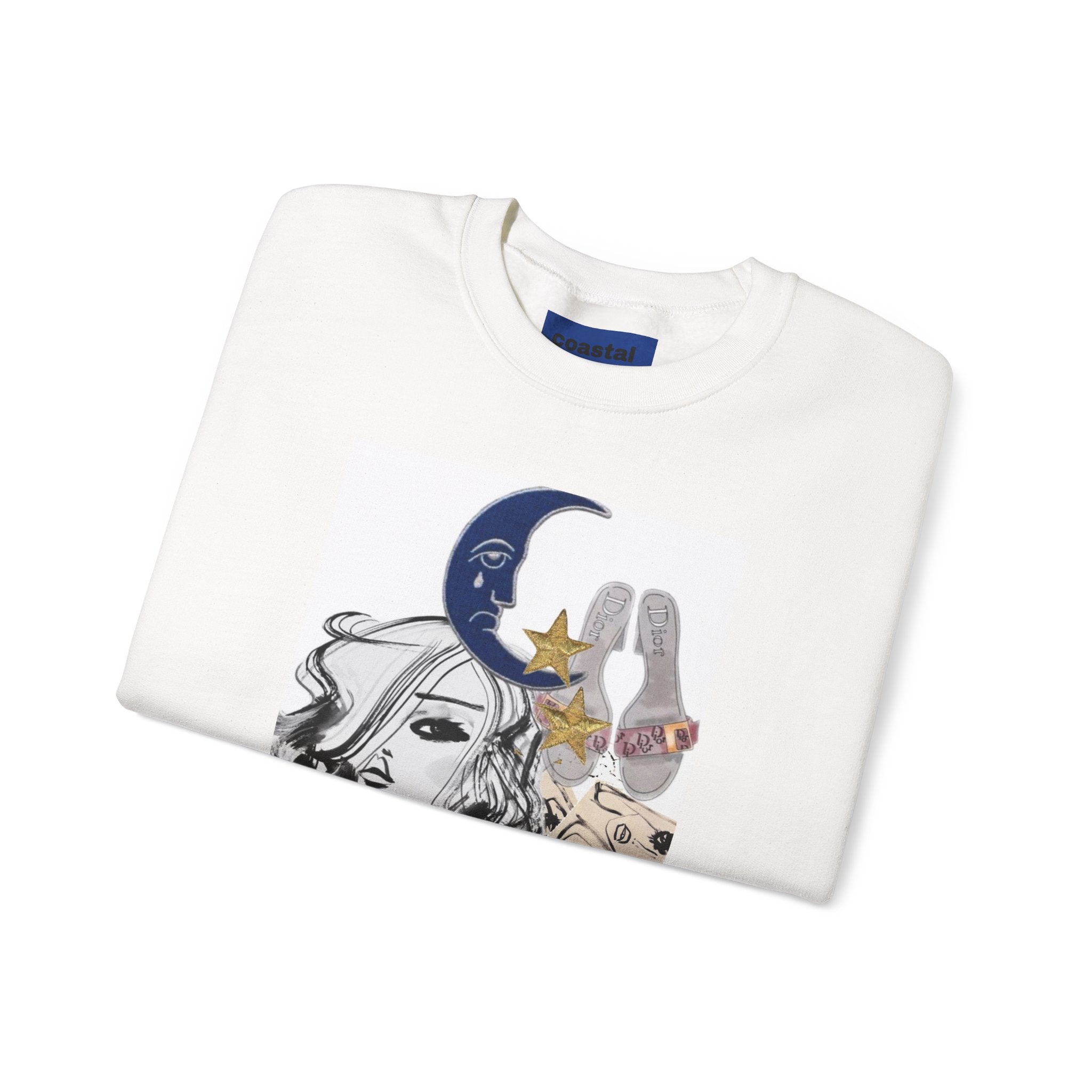 Artistic Moon Collage Crewneck Sweatshirt