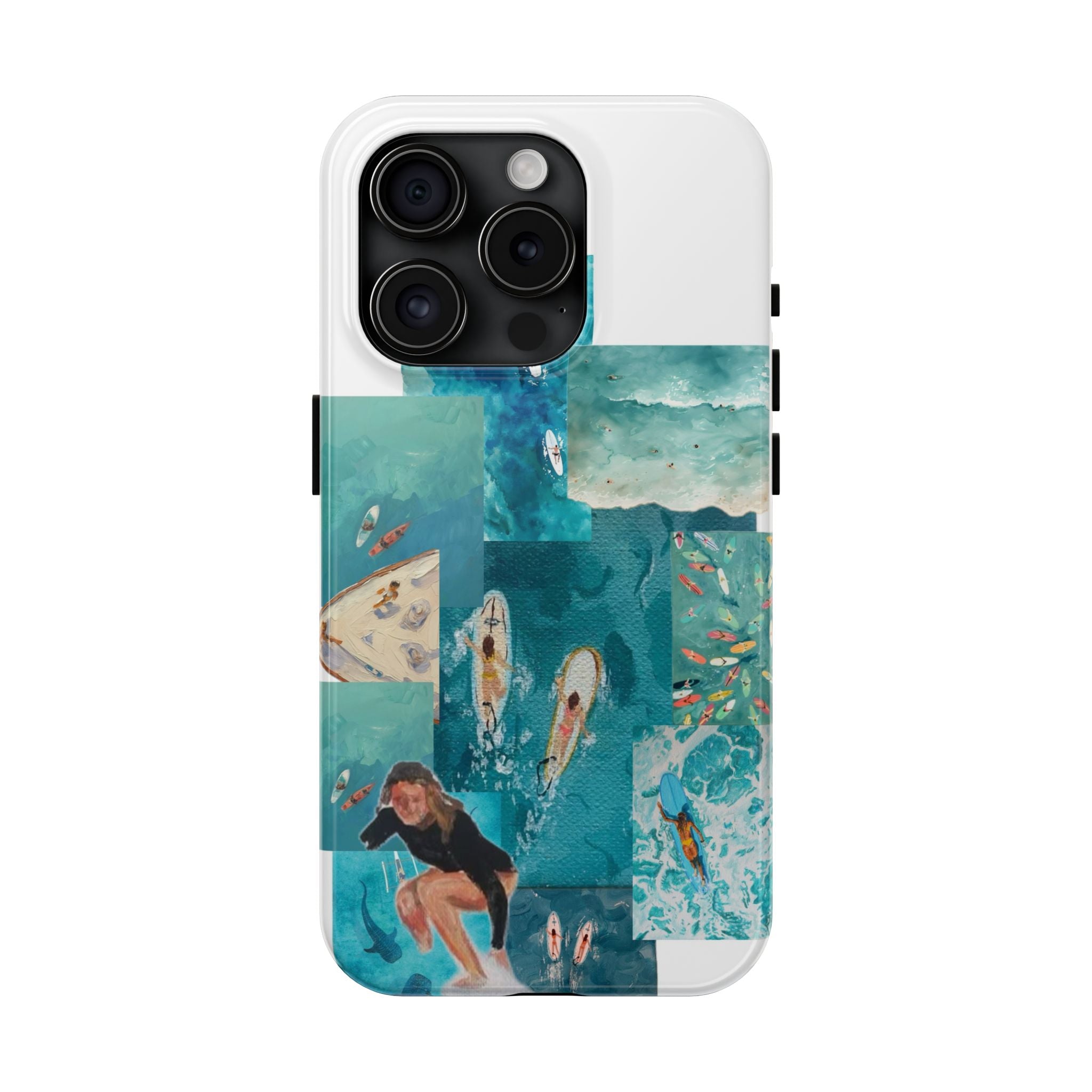 Surf Collage Tough Phone Case — Ocean Waves & Surfer Protective Phone Cover