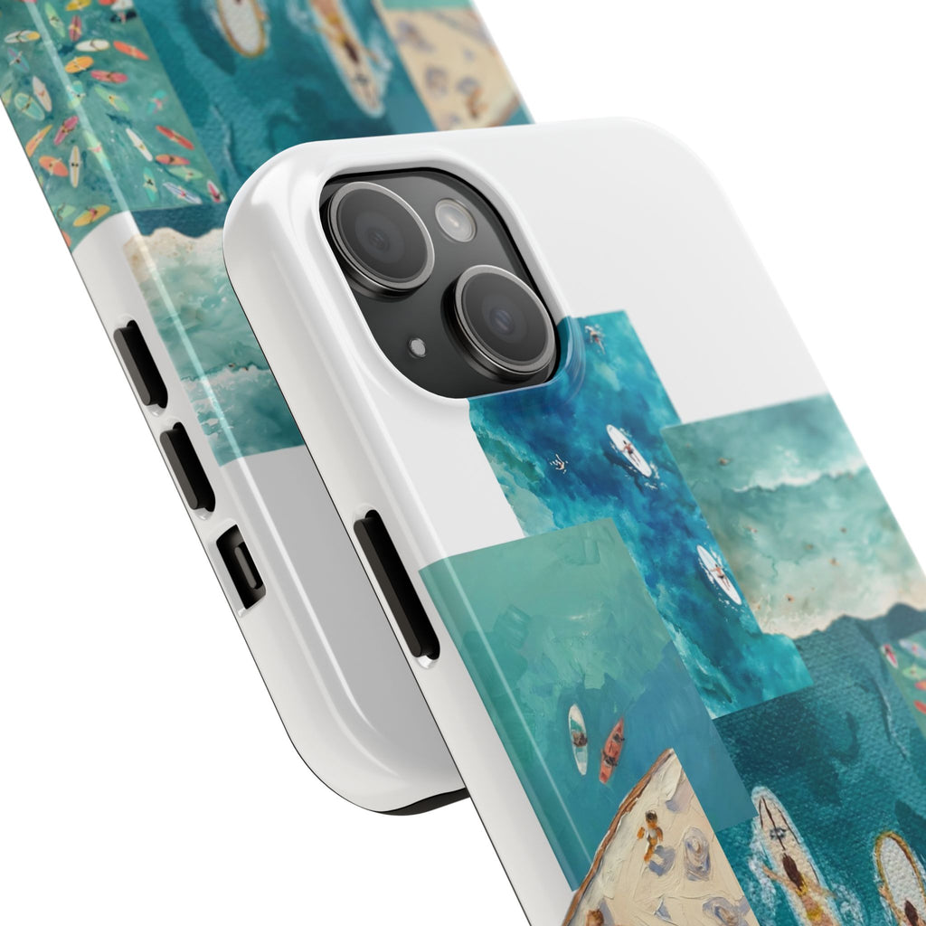 Surf Collage Tough Phone Case — Ocean Waves & Surfer Protective Phone Cover