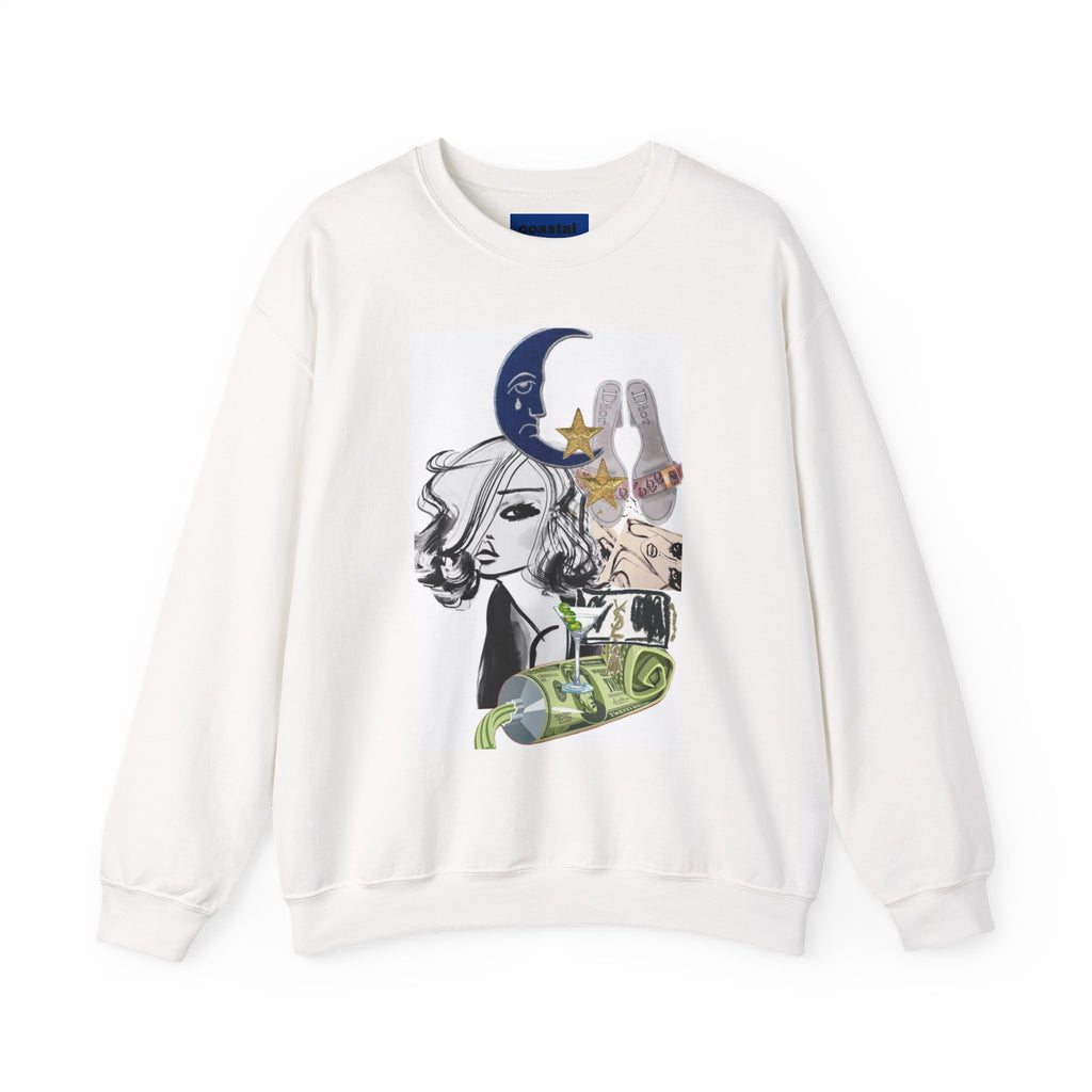Artistic Moon Collage Crewneck Sweatshirt