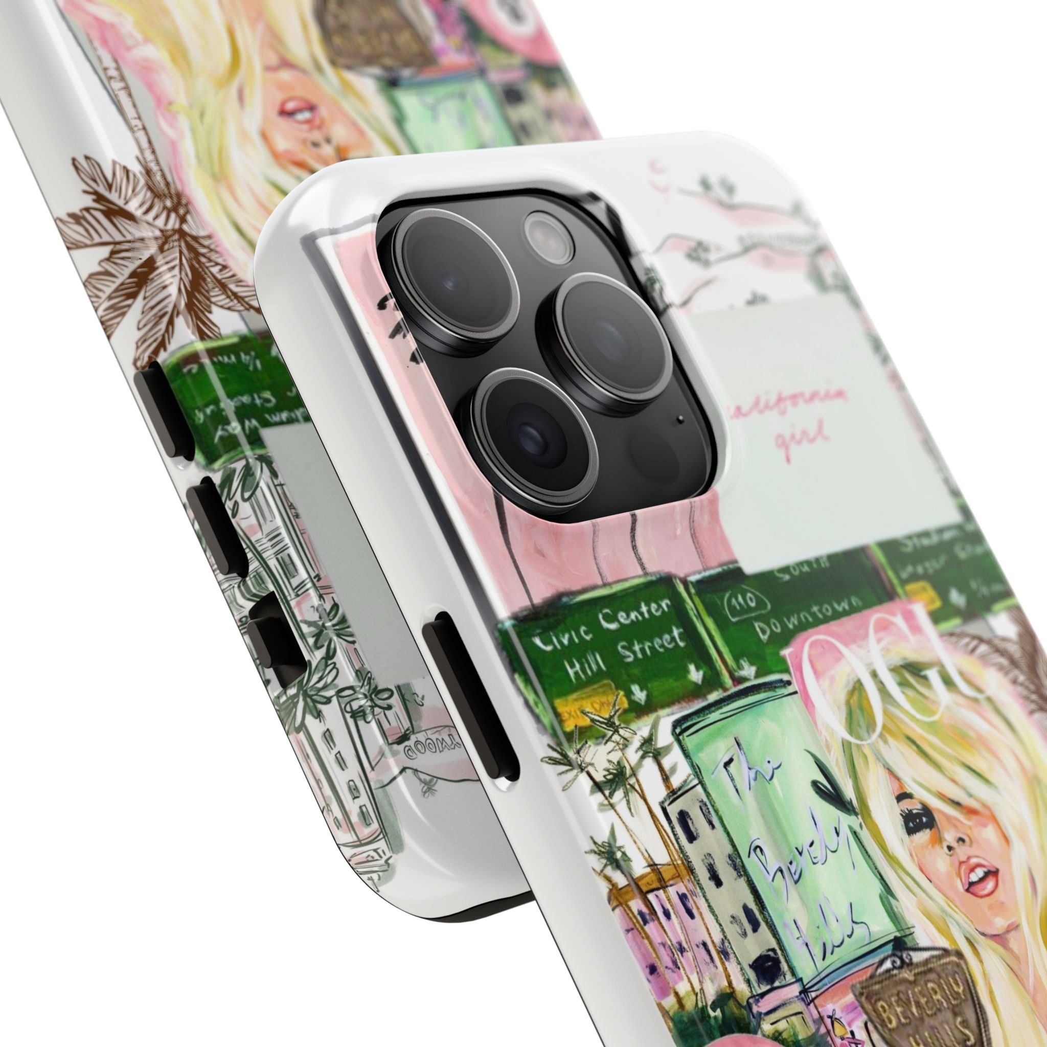 California Girl Illustrated Phone Case — Retro Palm Beach Art