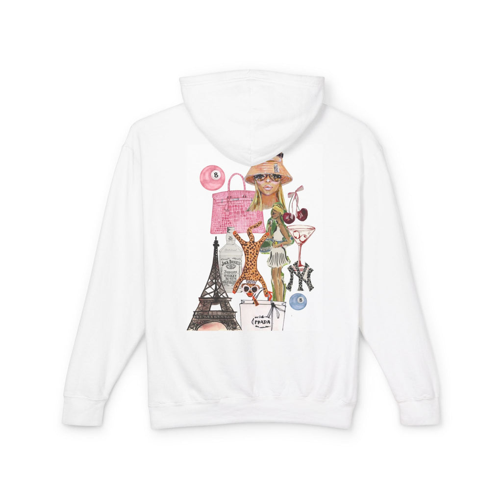 Paris Fashion Collage Hoodie — Chic Travel & Shopping Graphic Sweatshirt