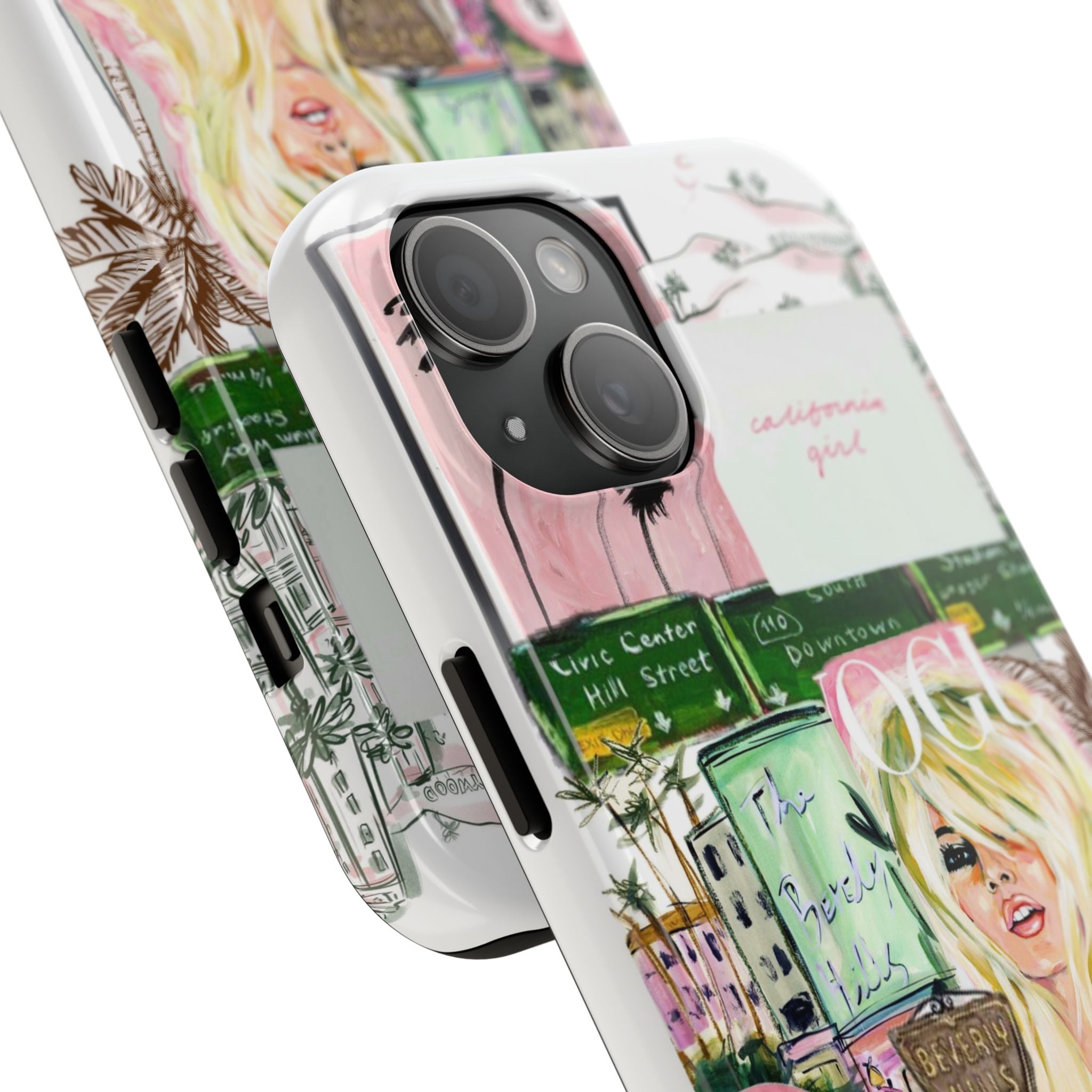 California Girl Illustrated Phone Case — Retro Palm Beach Art