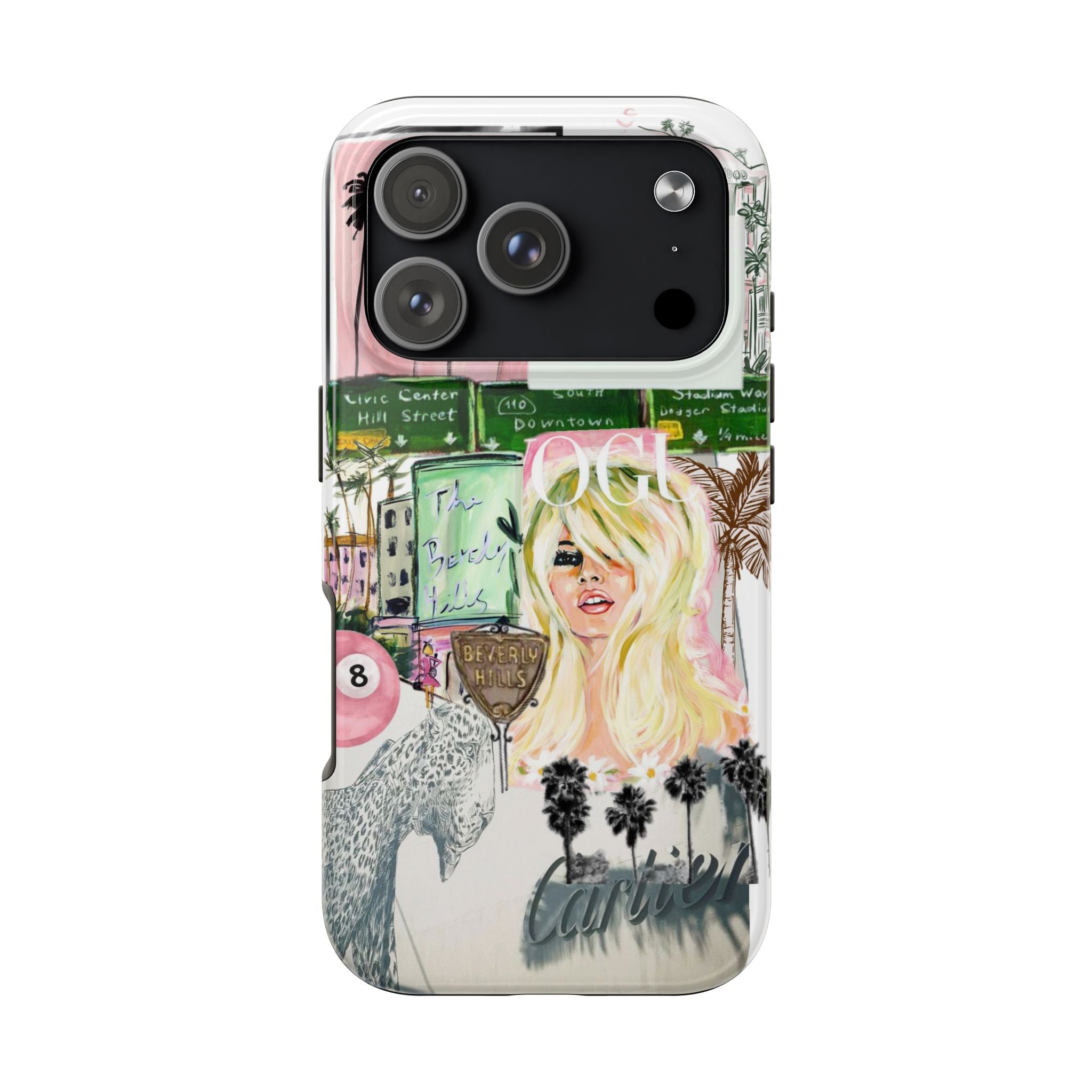 California Girl Illustrated Phone Case — Retro Palm Beach Art