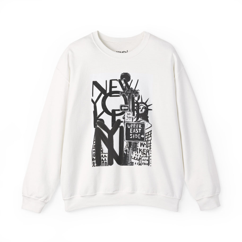 New York City Graphic Crewneck Sweatshirt — Upper East Side Statue of Liberty Design