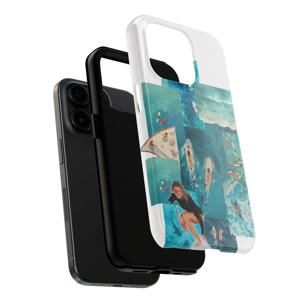 Surf Collage Tough Phone Case — Ocean Waves & Surfer Protective Phone Cover