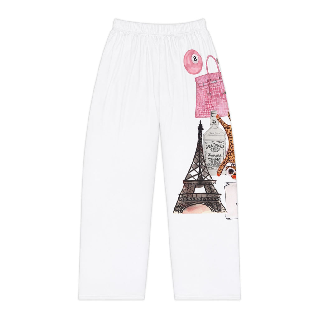 Parisian Fashion Illustration Pajama Pants — Women’s Cozy Lounge Trousers
