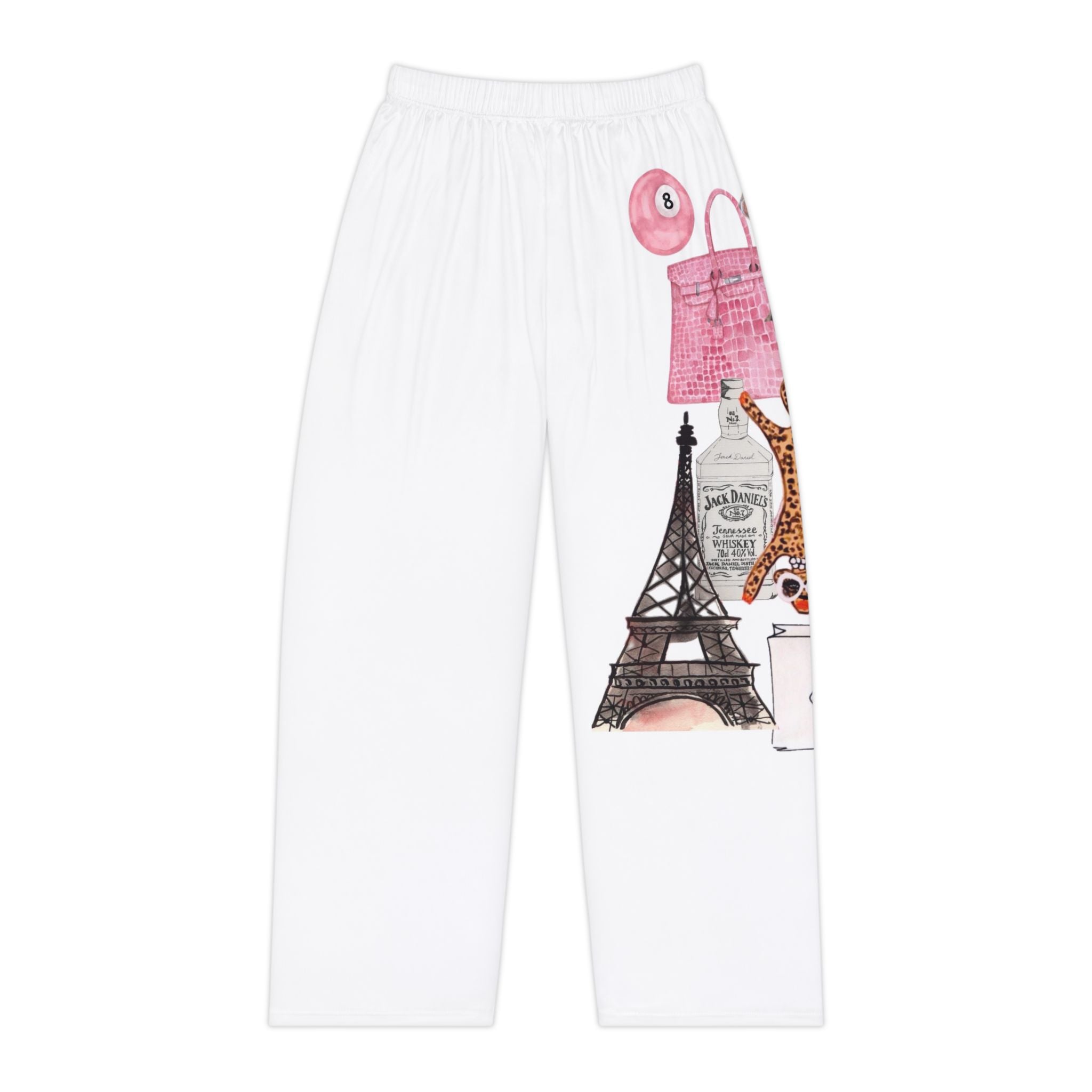 Parisian Fashion Illustration Pajama Pants — Women’s Cozy Lounge Trousers