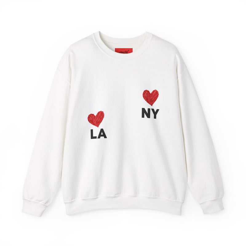 LA  NY Heart Crewneck Sweatshirt — City Love Graphic Crew