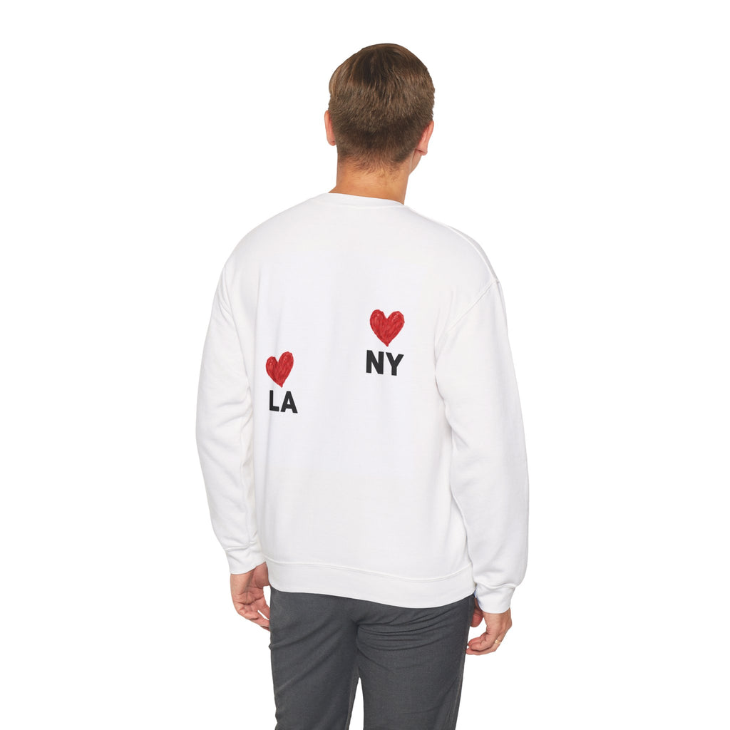 LA  NY Heart Crewneck Sweatshirt — City Love Graphic Crew